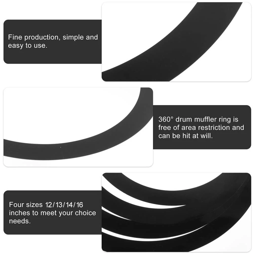 Vaguelly Electronic Drum Pads Drum Damperner Ring 4 Pieces/set Drum O Rings Drum Mufflers Circle Drum Dampeners Bass Drum Port Hole Rings, 12/13/14/16inch Drum Tone Control Ring Electronics Tools Black - Image 7