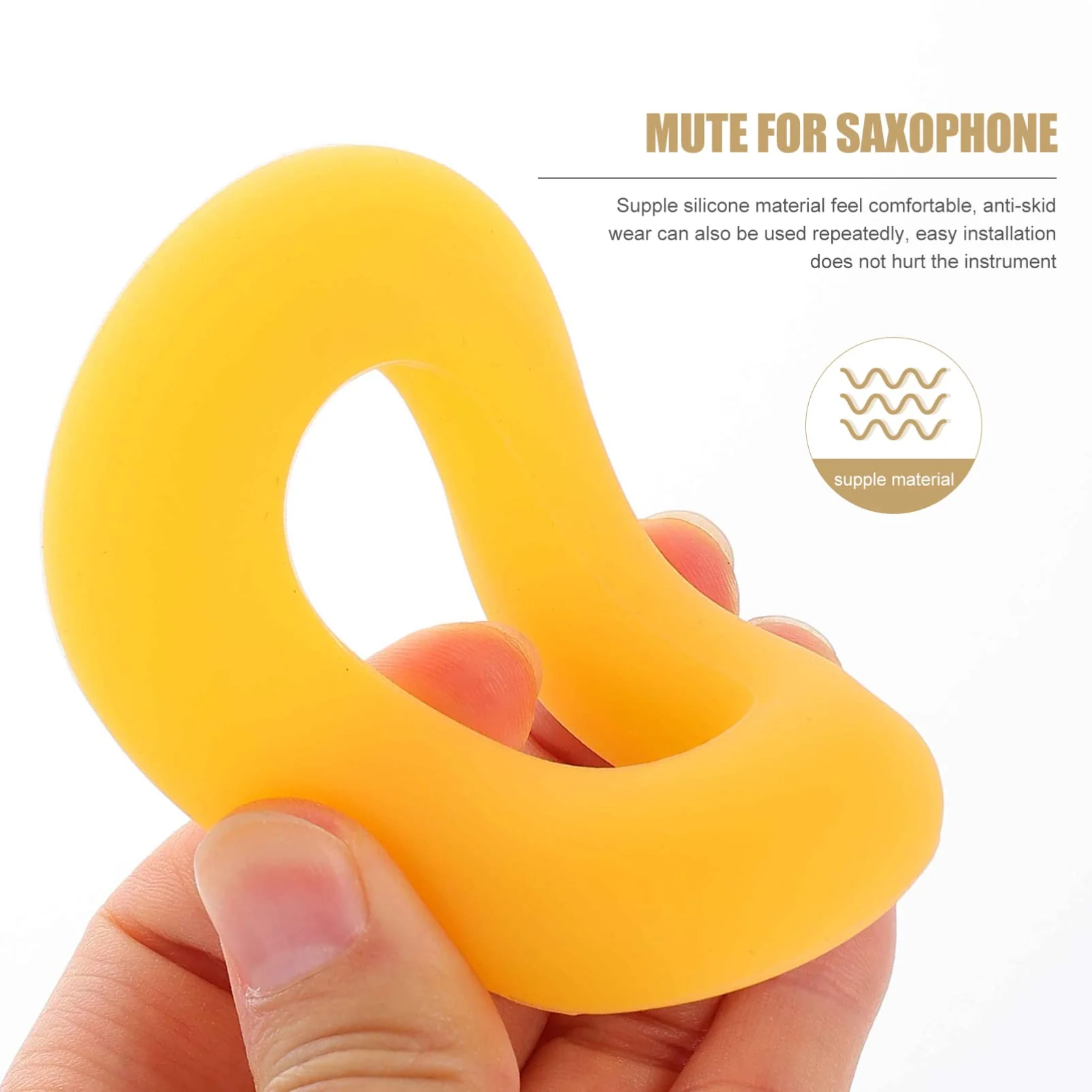 Vaguelly Silicone Saxophone Silencer Ring Saxophone Mute Dampener for Alto Tenor Saxophone Accessory Yellow - Image 4
