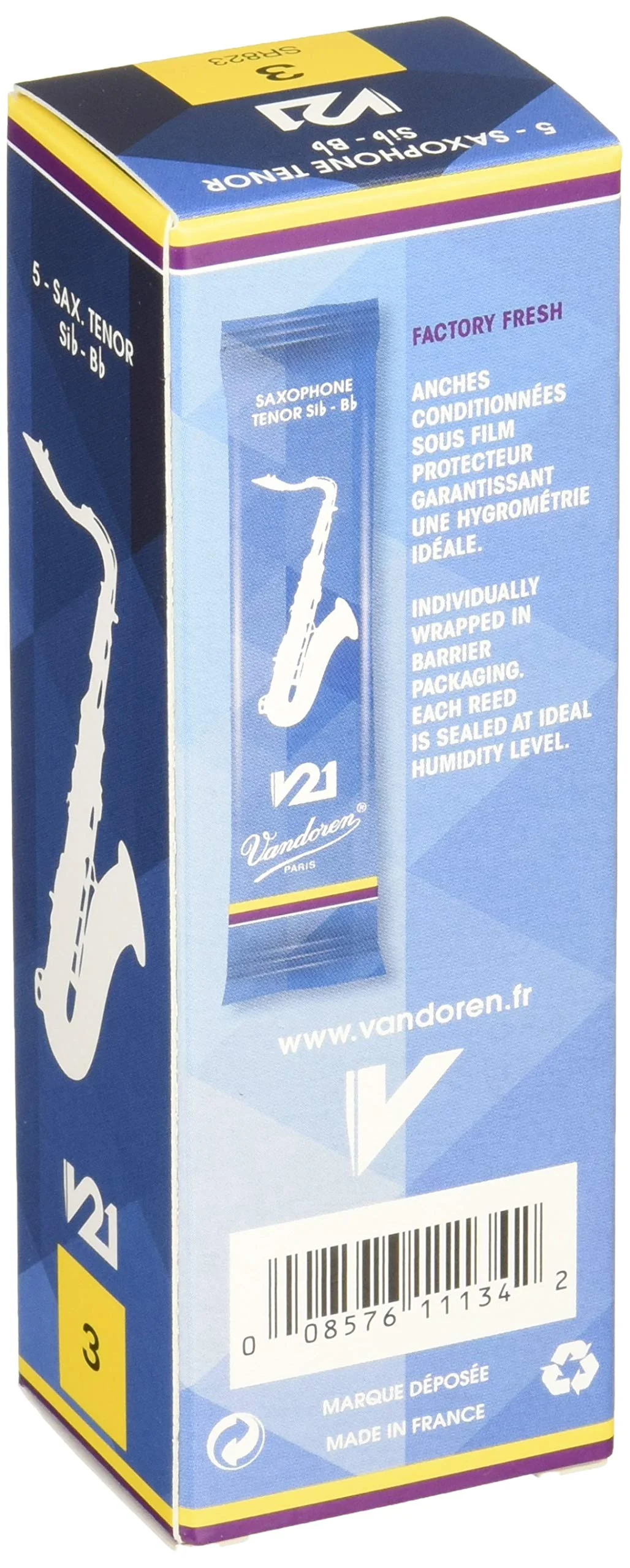 Vandoren SR823 Tenor Saxophone V21 Reeds Strength 3; Box of 5 - Image 2