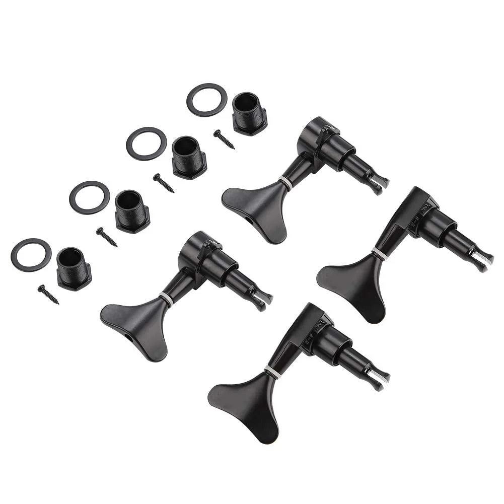 VBESTLIFE 2L 2R Electric Bass Machine Heads, Sealed Tuner String Tuning Key Pegs for Electric Bass Black