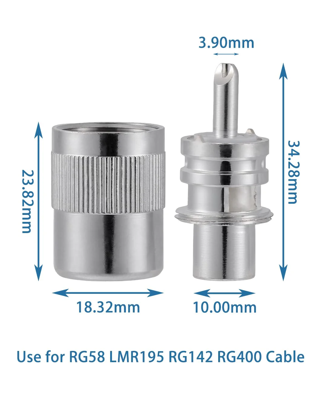 Vecys 5pcs PL259 UHF Male Connector 50 Ohm PL259 Male Plug Crimp RF Coaxial Plug Adapter for RG58 LMR195 RG142 RG400 Low Loss Coaxial Cable PL259 for RG58/RG400 - Image 7