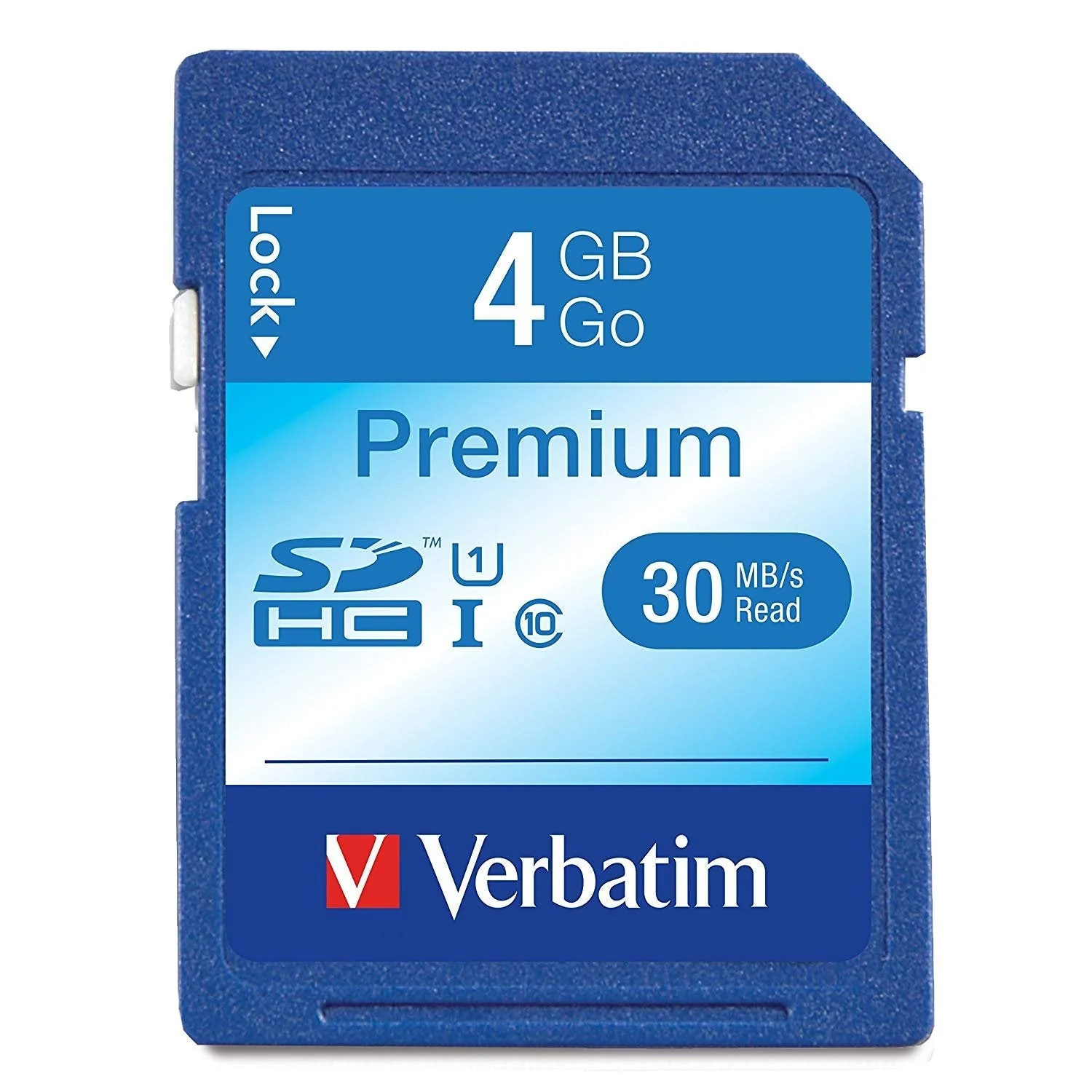 Verbatim 96171 4GB Premium SDHC Memory Card, UHS-I U1 Class 10, Blue 1 Count (Pack of 1)