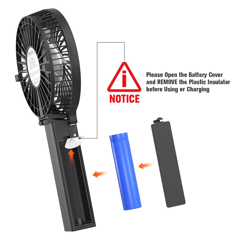 VersionTECH. Mini Handheld Fan, USB Desk Fan, Small Personal Portable Table Fan with USB Rechargeable Battery Operated Cooling Folding Electric Fan for Travel Office Room Household Black - Image 2