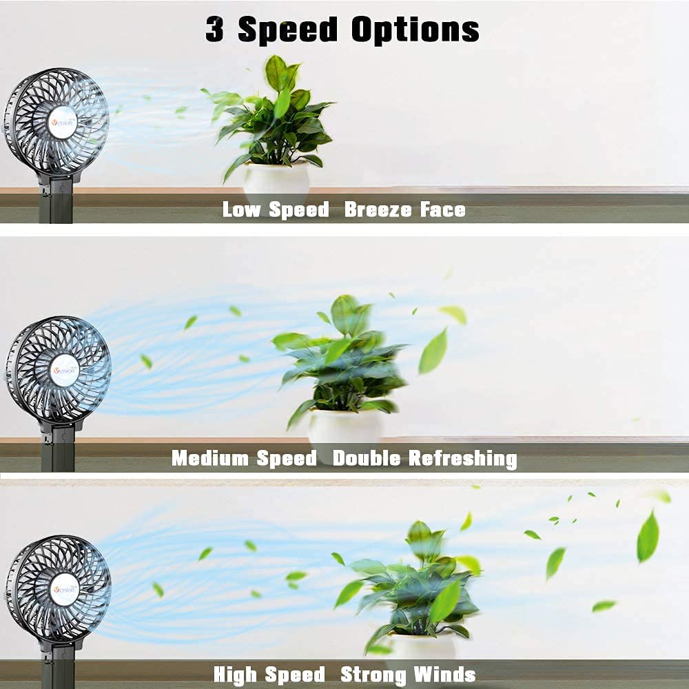 VersionTECH. Mini Handheld Fan, USB Desk Fan, Small Personal Portable Table Fan with USB Rechargeable Battery Operated Cooling Folding Electric Fan for Travel Office Room Household Black - Image 3
