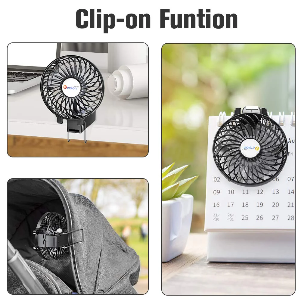 VersionTECH. Mini Handheld Fan, USB Desk Fan, Small Personal Portable Table Fan with USB Rechargeable Battery Operated Cooling Folding Electric Fan for Travel Office Room Household Black - Image 6