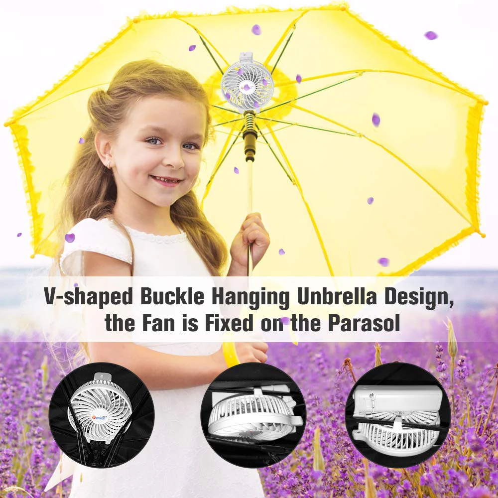 VersionTECH. Mini Portable Fan, USB Battery Operated Desk Fan, Small Personal Handheld Table Fan with USB Rechargeable Cooling Folding Electric Fan for Travel Office Room Household White - Image 5
