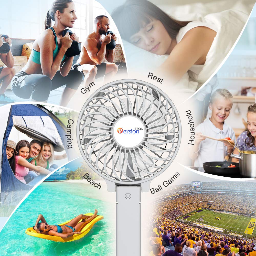 VersionTECH. Mini Portable Fan, USB Battery Operated Desk Fan, Small Personal Handheld Table Fan with USB Rechargeable Cooling Folding Electric Fan for Travel Office Room Household White - Image 8