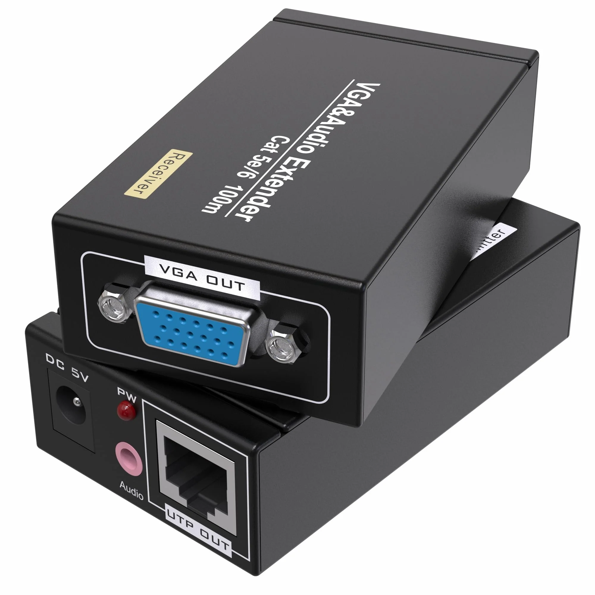 VGA Cat5e Cat6 Extender 300ft Video Repeater Over Ethernet Cable, up to 100m, Sender+Receiver 328ft/100m