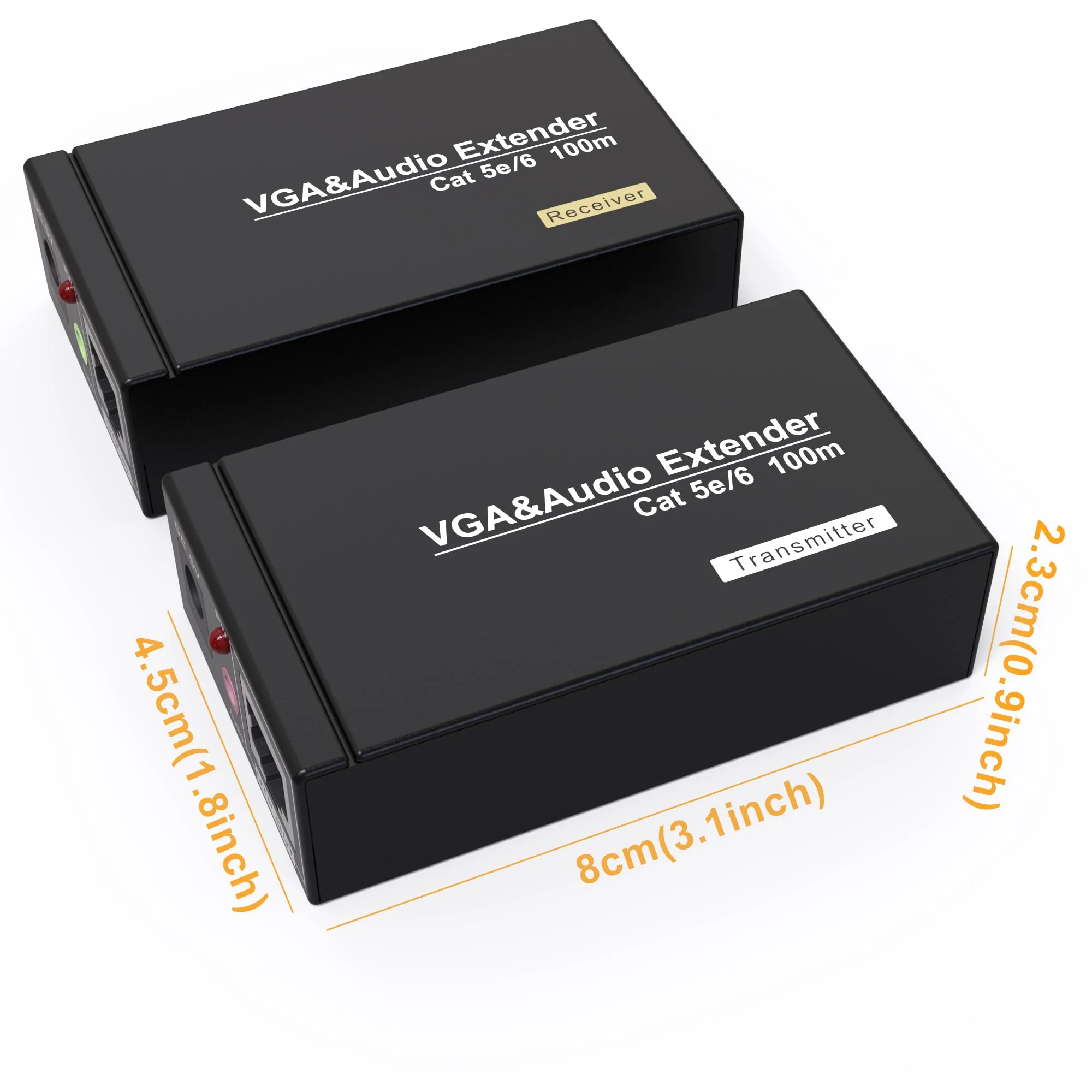 VGA Cat5e Cat6 Extender 300ft Video Repeater Over Ethernet Cable, up to 100m, Sender+Receiver 328ft/100m - Image 2
