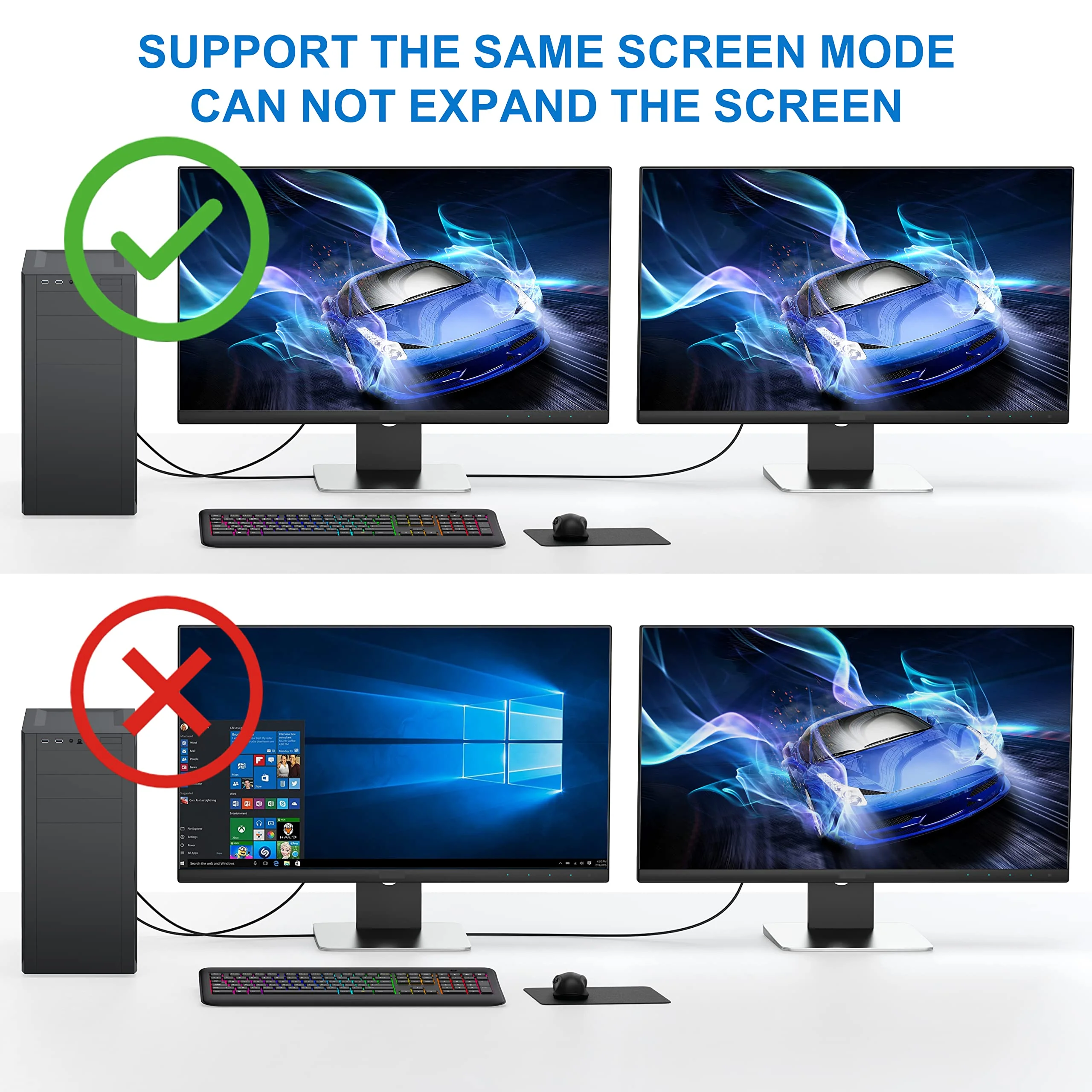 VGA Splitter Cable Dual VGA Monitor Y Cable 1 Male to 2 Female Adapter Converter Video Cable for Screen Duplication - Does NOT Show Separate Displays (No Screen Extension) 1FT VGA Y Cable (Black) - Image 4