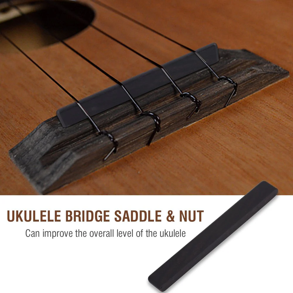 VGEBY Ukulele Bridge Saddle, Guitar String Ebony Saddle and Nut for 4 String Guitar Replacement Parts Played Accessories - Image 7