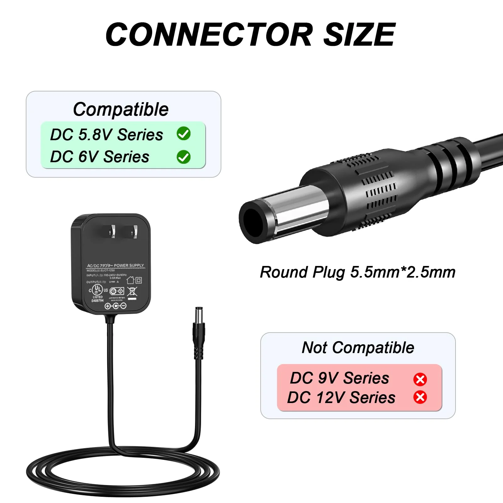 VHBW Karaoke Charger Replacement for Singing Machine SML-385 SML385 SML385W SML385BTW SML385BTBK SML385UBK IN-385W SML625BTBK CD G Player BT Karaoke GKYPS0200058US1 5.8V Power Adapter - Image 2