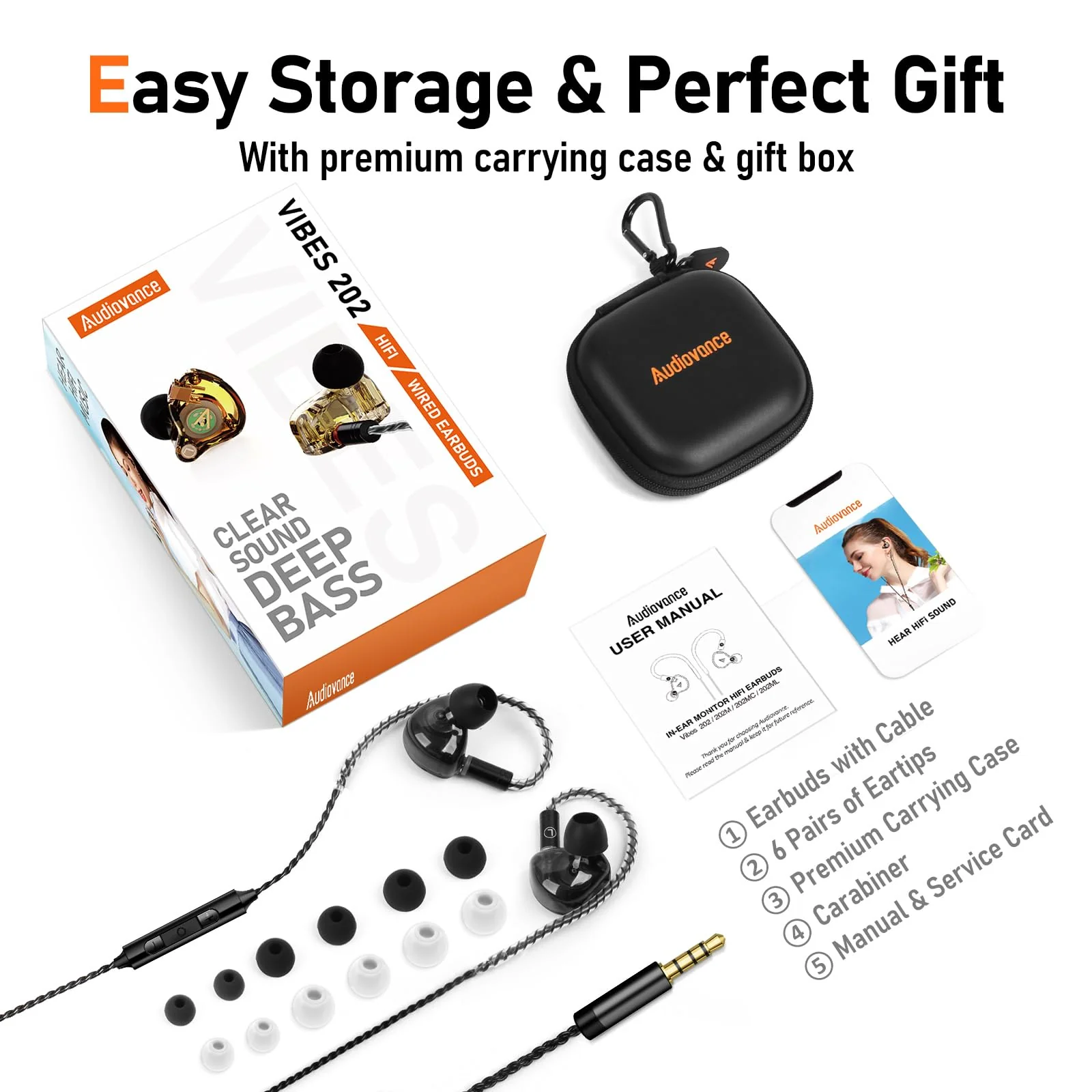 Vibes 202M Wired Earbuds - HiFi in Ear Monitor Headphones - Noise Isolating Ear Buds w/ Mic - Clear Sound, Deep Bass & Comfort-Fit Gaming Earphones - MMCX to 3.5mm & Silver Plated Cord, Carrying Case 3.5mm & Mic 1-Black - Image 5