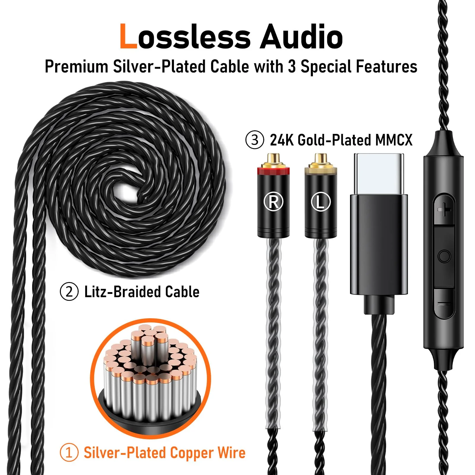 Vibes 202M Wired Earbuds - HiFi in Ear Monitor Headphones - Noise Isolating Ear Buds w/ Mic - Clear Sound, Deep Bass & Comfort-Fit Gaming Earphones - MMCX to 3.5mm & Silver Plated Cord, Carrying Case 3.5mm & Mic 1-Black - Image 7