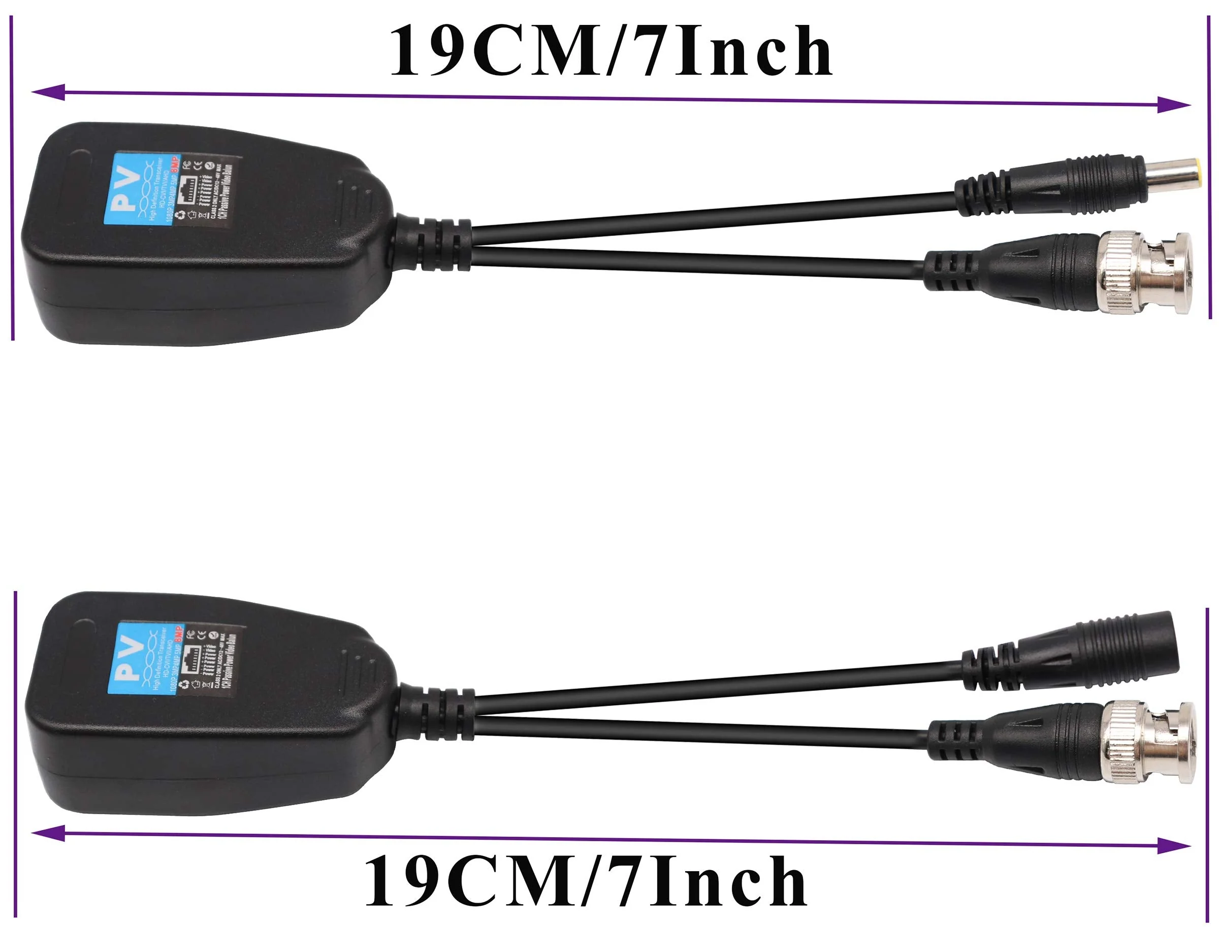 Video Balun RJ45 to BNC Transceiver Transmitter HD-CVI/TVI/AHD/CVBS with DC Power Connector for 1080P 3MP 4MP 5MP 8MP CCTV Security DVR Surveillance Camera System (4Pairs) 4Pairs - Image 2