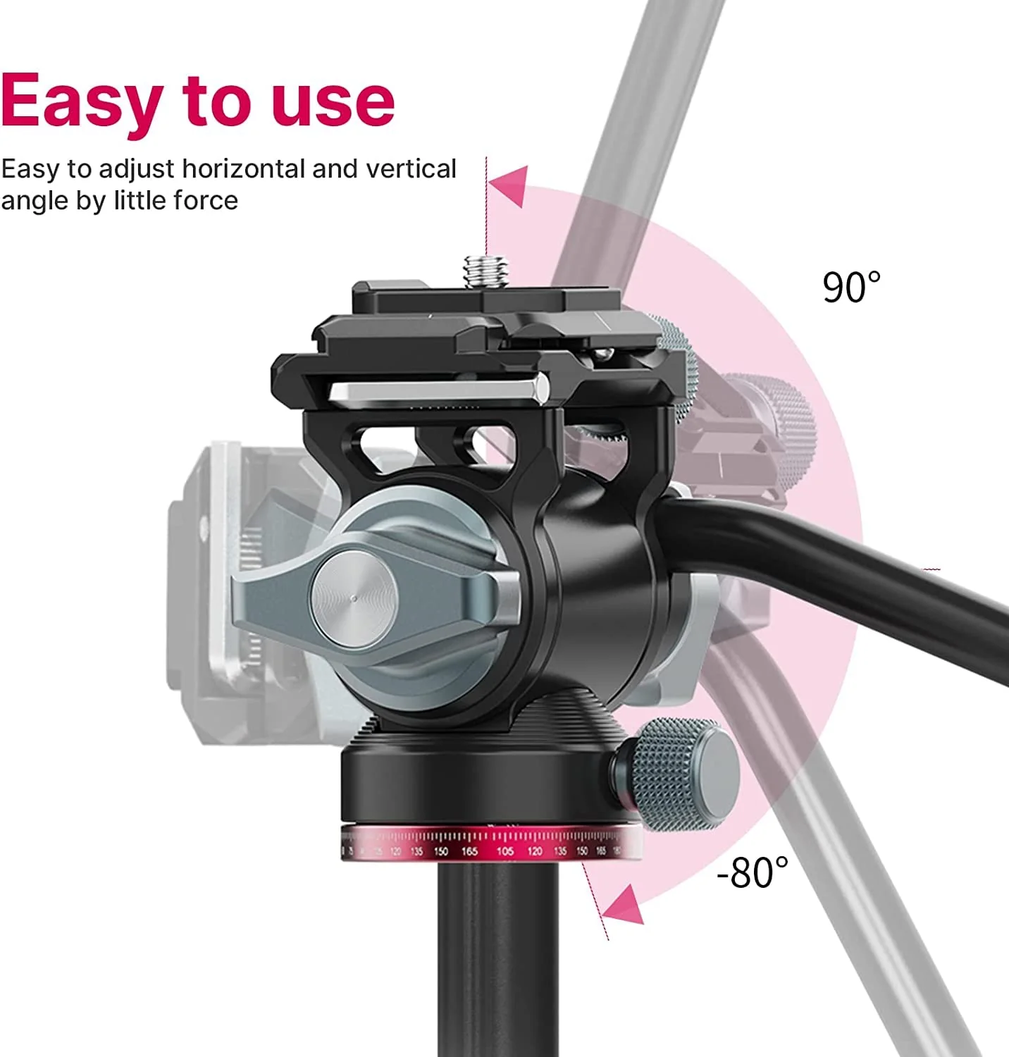 Video Fluid Head for Camera Tripod - ULANZI U-190 Mini Pan Tilt Head Small Panoramic Ball Head with Arca Swiss Quick Release Plate Lightweight Filming Equipment for Compact Camera Load up to 6.6lb/3kg - Image 4