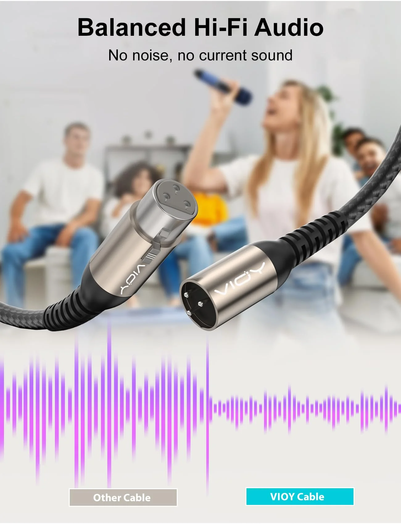 VIOY XLR Microphone Cable 30 FT + 30 FT, Mic Cable Male to Female Balanced Cord 3 Pin - Nylon Braided XLR Extension Cable for Microphone, Mixer, Recoding Studio, Amplifier, Podcast, etc 30FT 2 - Image 4