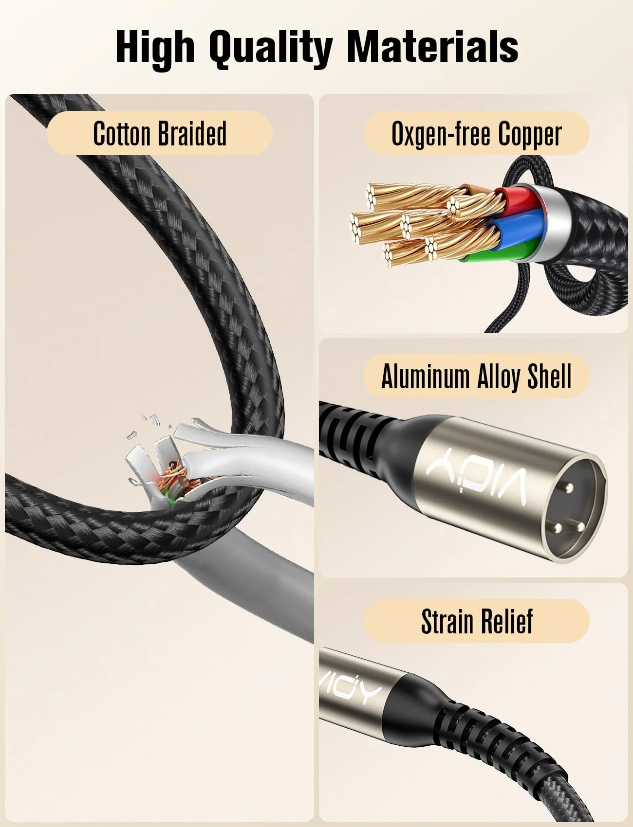VIOY XLR to 6.35mm Cable 20 FT, 1/4 Inch TRS to XLR Male Balanced Microphone Cable for Mixers, Amplifiers, Speakers, Dynamic Microphones, CD Players, Electronic Piano, Karaoke Machines 20FT - Image 4
