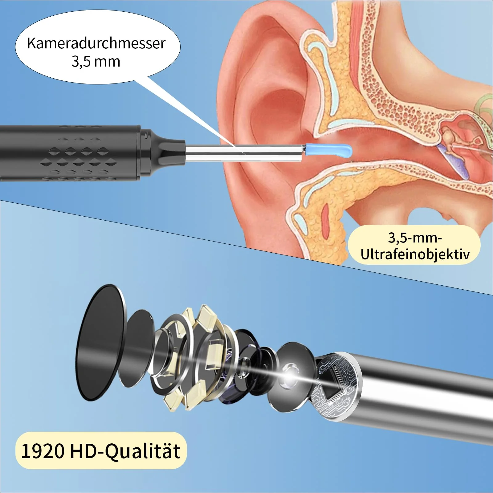 VITCOCO WI-FI 1080P Ear Wax Remover Otoscope, IP67 Waterproof Ear Cleaner for Adults, Ear Cleaning for iPhone, iPad and Android Smartphones - Image 2