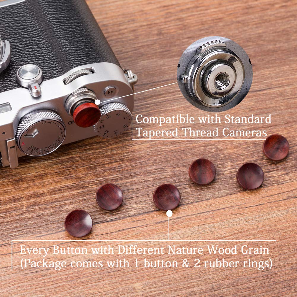VKO Wood Soft Shutter Release Button,Delicate Camera Shutter Button 12mm Concave Surface Red(Wood Grain Random) Red Wood 12mm Concave - Image 6