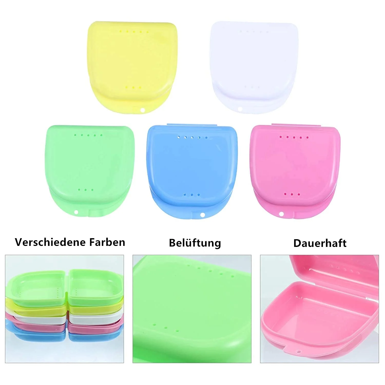 Voarge Dental Box Dental Box Dental Denture Cup Container Container Container Denture Orthopaedic Pack of 5 Braces Box Also for Bite Splint - Image 2