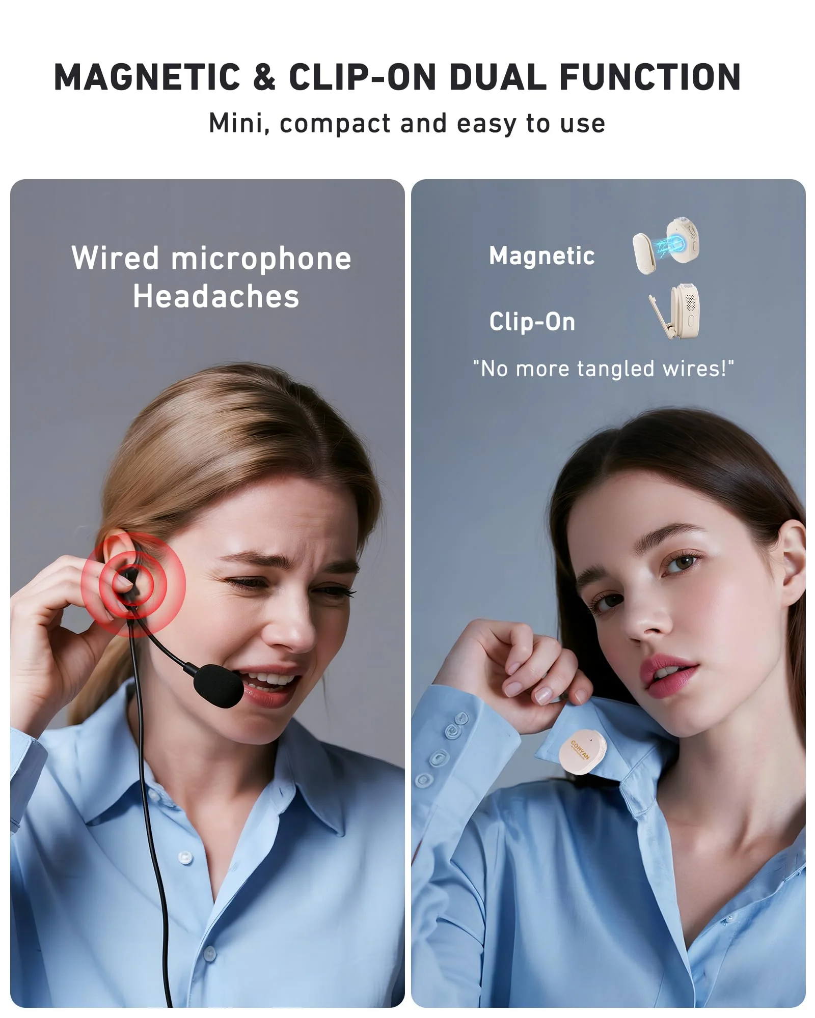 Voice Amplifier for Teachers with Wireless Lavalier Lapel Microphone Portable Bluetooth Microphone & Speaker, Rechargeable Bullhorn Megaphone for Classroom, Meetings, Yoga (Skin Tone) Skin Tone - Image 2