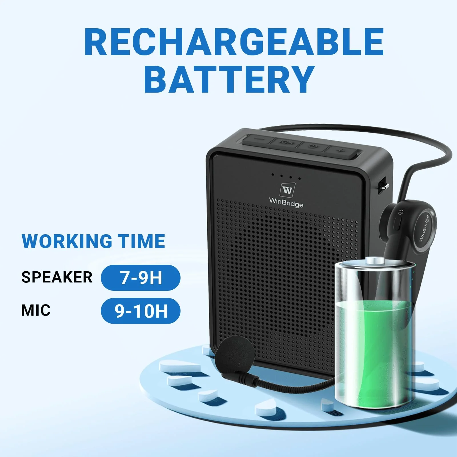 Voice Amplifier Wireless Microphone Headset, Original Sound Ultra Portable Microphone and Speaker, 15W Megaphone Speaker with Bluetooth Mic, Personal PA System for Teachers Classroom Tour Guide B002 - Image 6