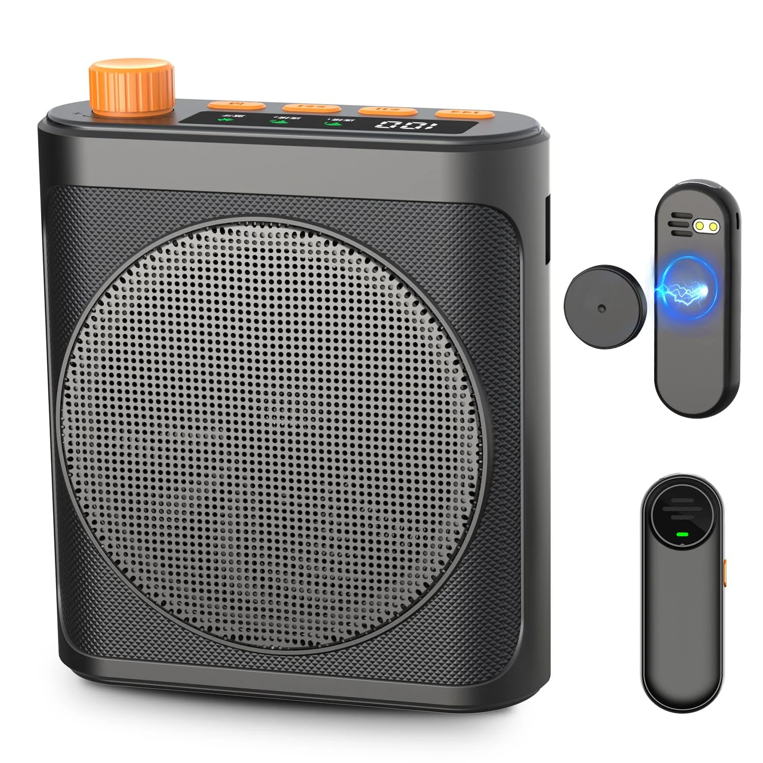 Voice Amplifier Wireless Microphone with Magnetic Lavalier, Bluetooth Voice Amplifier for Teachers with 2 Mic, Rechargeable Portable Microphone Speaker for Classroom, Yoga, Meetings, Speeches