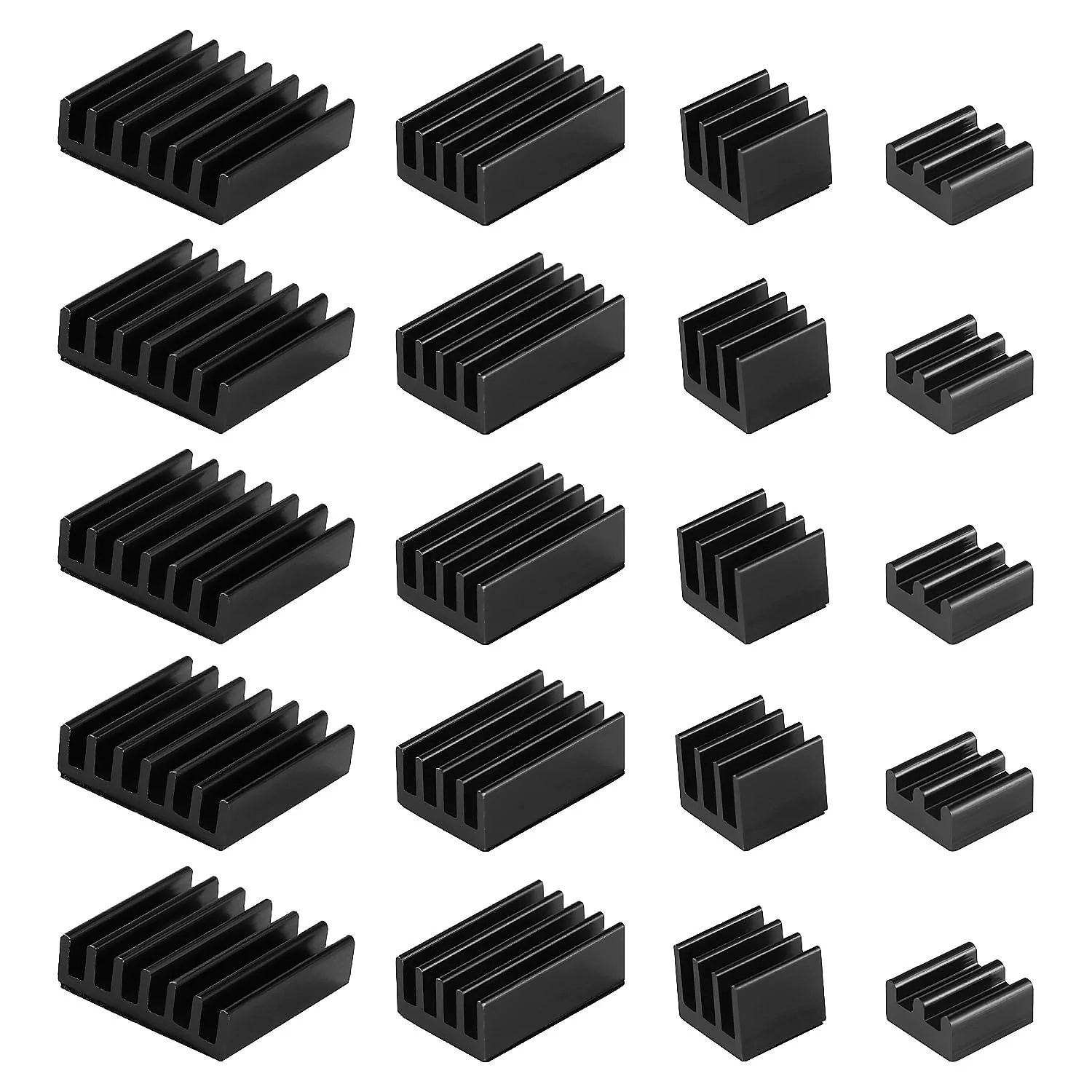 VooGenzek 20 Pieces Cooling Fins Aluminium Set Raspberry Pi 4, Raspberry Pi Aluminium Heatsink with Heat Conducting Tape, for Cooling Raspberry Pi, Black