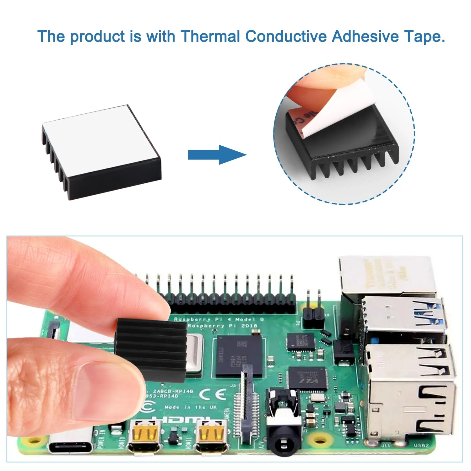 VooGenzek 20 Pieces Cooling Fins Aluminium Set Raspberry Pi 4, Raspberry Pi Aluminium Heatsink with Heat Conducting Tape, for Cooling Raspberry Pi, Black - Image 5