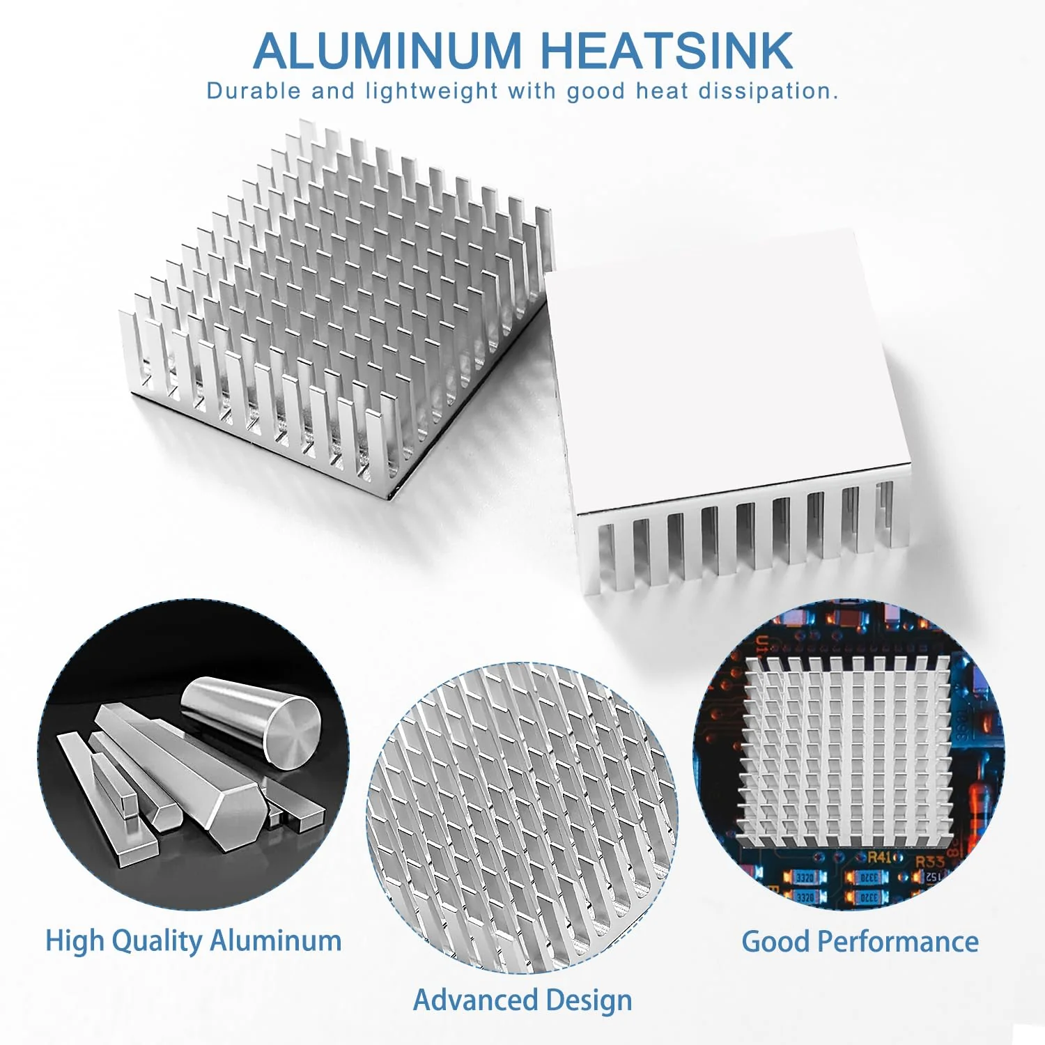 VooGenzek 4 Pieces Aluminium Heatsink, Radiator Fin Heatsink, Heatsink, Cooler, with Thermal Conductive Special Adhesive Film, for Cooling Electronic Components, 40 x 40 x 11 mm, Silver Silver - 40*40*11mm - 4pcs - Image 3