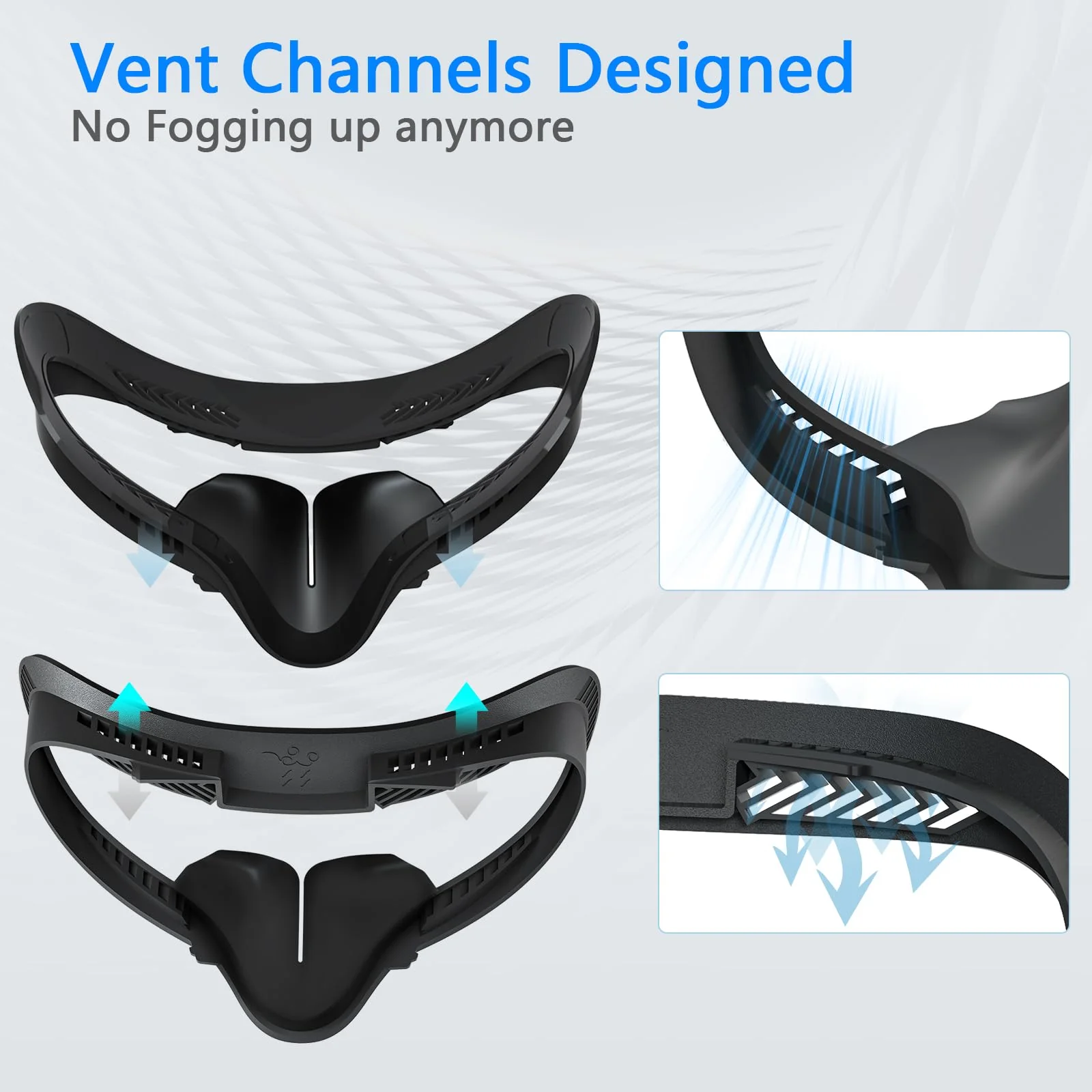 VR Facial Interface & Face Pad for Oculus Quest 2, VR Face Cover Cushion Replacement Compatible with Quest 2,Breathable Holes Leather Protective VR Accessories Breathable Holes Leather Face Cover - Image 3