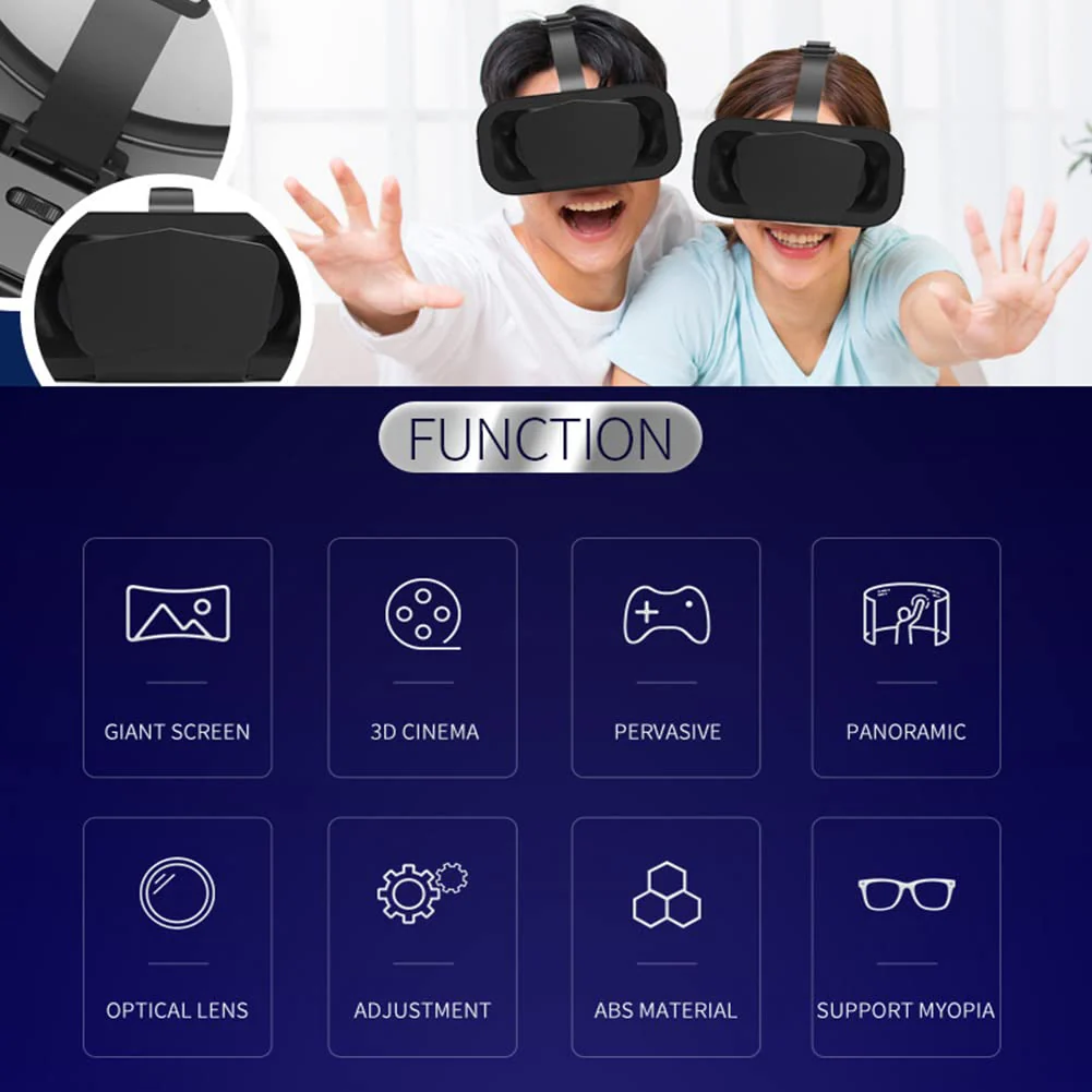 VR Headset 3D VR Glasses Universal Virtual Reality Goggles Support 360°Panorama Large Screen An-ti Bluelight Adjustable Pupil Distance Eye Protection VR Goggles for Movies Games Gift for Kids Adults - Image 6
