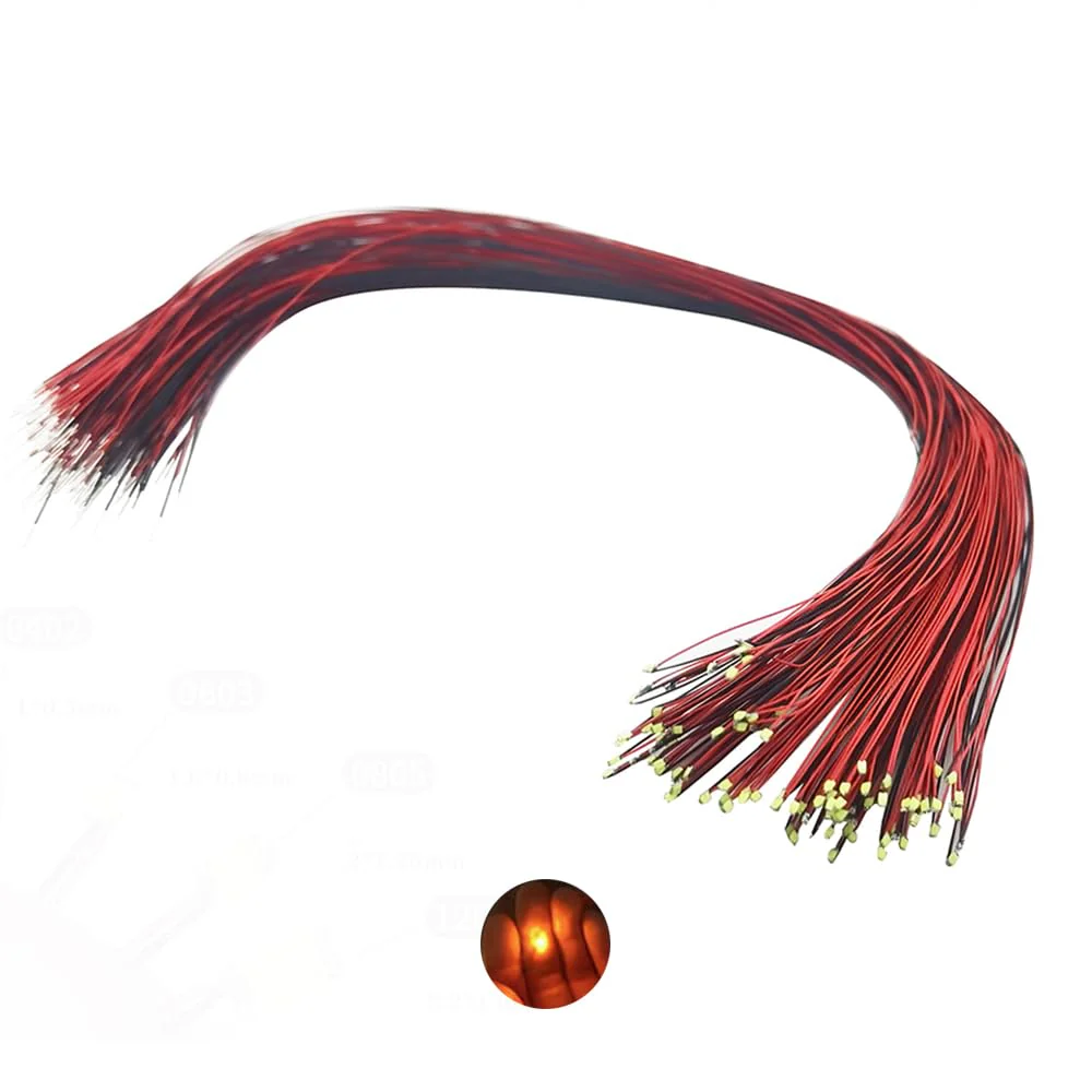 Vrabocry 0805 Orange SMD Micro 20 mA LED Diodes Soldered Mini LED Light Diode with 30 cm Long Micro Stranded Cables for DIY Model Making Decor Pack of 20