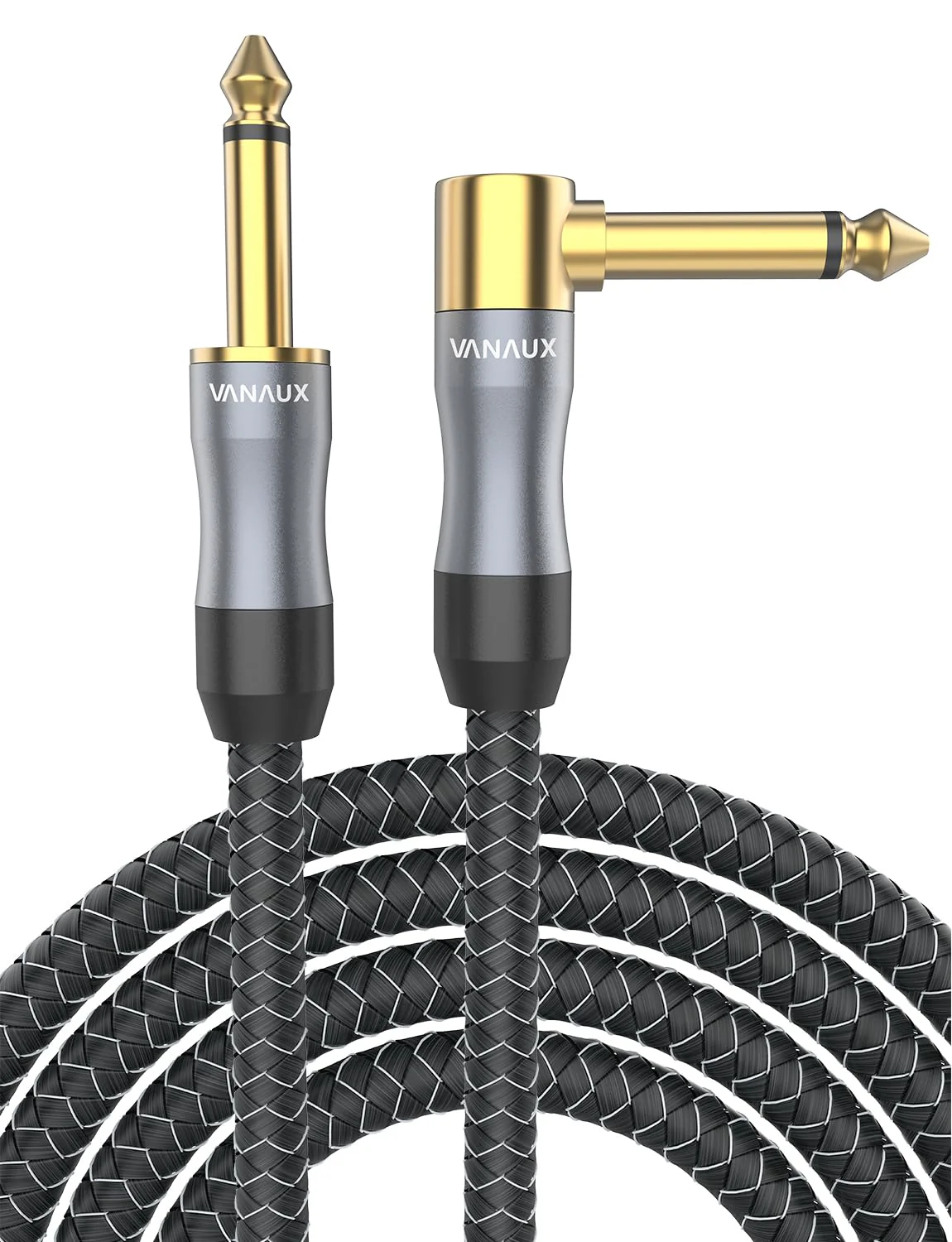 VVANAUX 1/4 Inch TS Instrument Cable,16.5FT 6.35mm Male Mono Jack Stereo Audio Cord, Unbalanced Interconnect Line for Electric Guitar, Bass, Tuner, Keyboard, Pedalboards, Piano(16.5ft/5m) 90°-16.5ft/5m