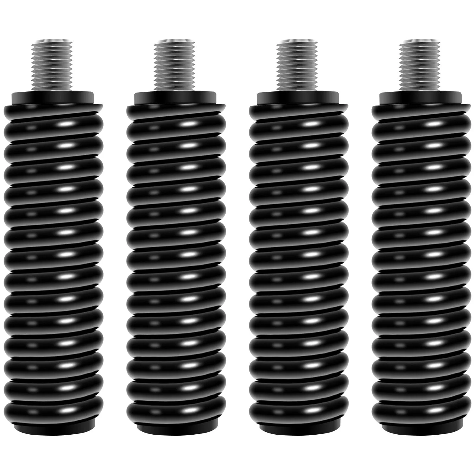 Wadoy SS-3H CB Antenna Spring Mount 4 Pack, Black Heavy Duty Stainless Steel CB Springs Fit for Up to 60" Long Standard 3/8" x 24 Threads Mobile/in-Vehicle CB Radio Antenna Mount
