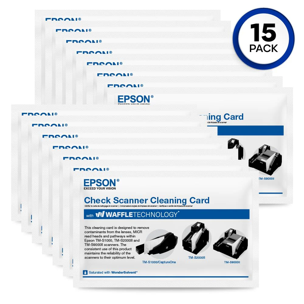 Waffletechnology Cleaning Card for Epson CaptureOne™ Check Scanner (15 Cards) - Image 2