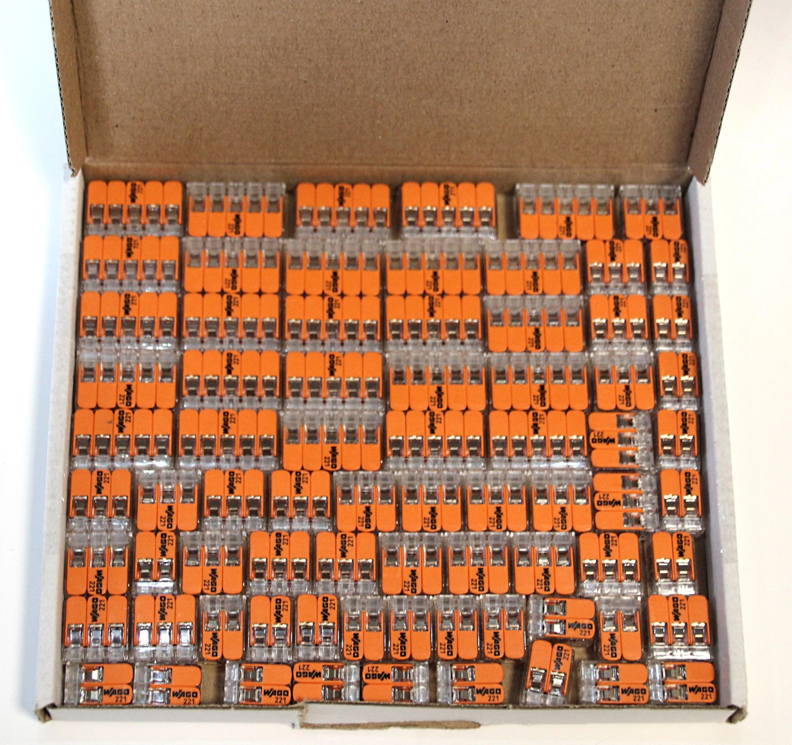 Wago 221 clip set, 25 x 221-412, 221-413 221-415 cable connector in resealable box – original WAGO
