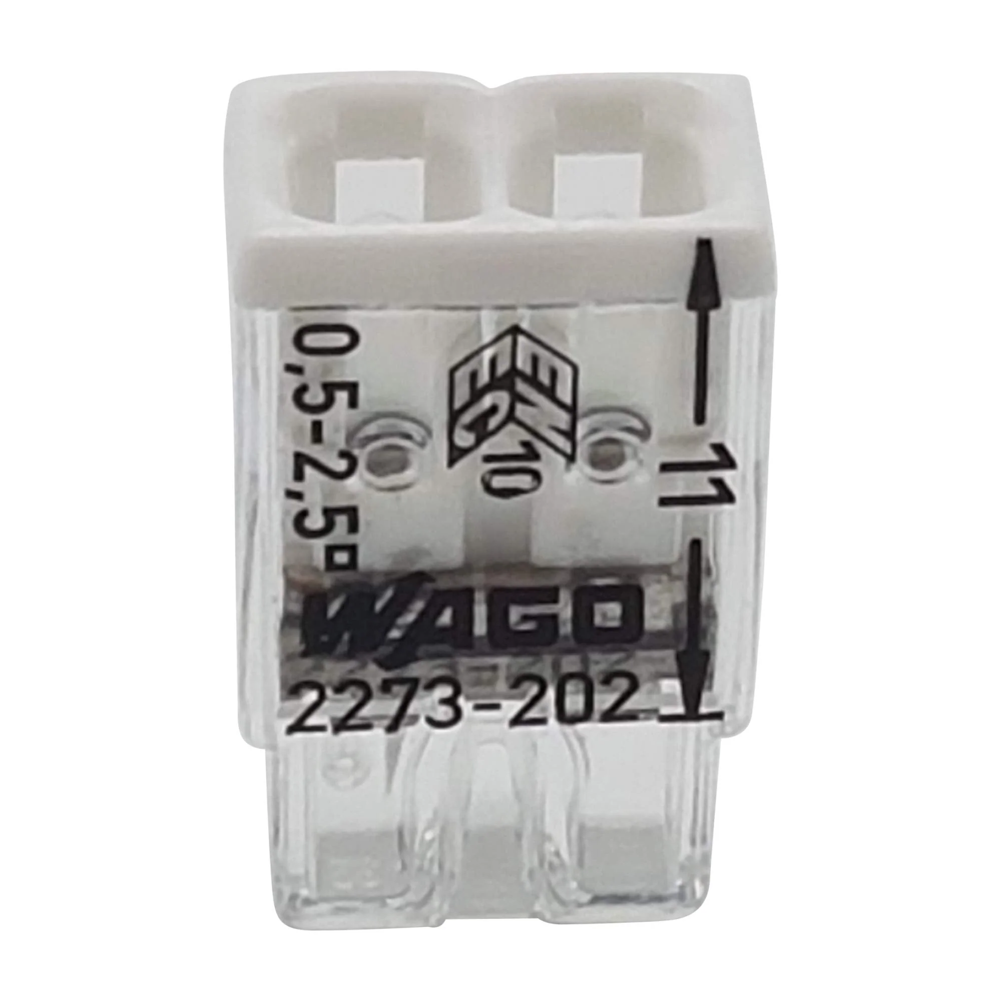 Wago 2273-202 Compact Connection Box Terminals, Diameter 0.5–2.5 mm, Pack of 30, 2-Pole, Transparent/White - Image 4