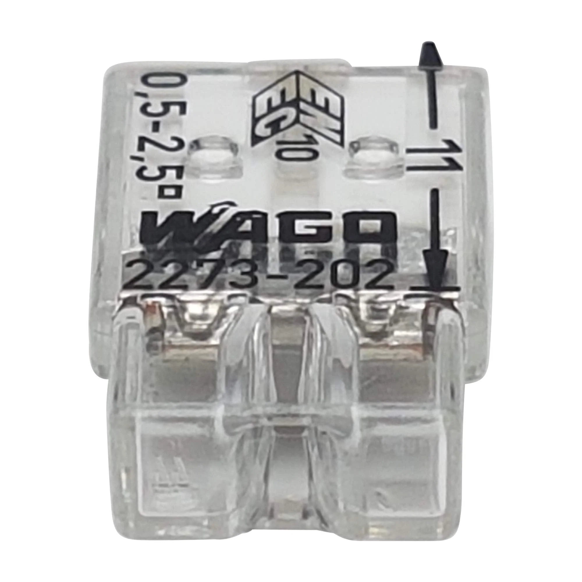 Wago 2273-202 Compact Connection Box Terminals, Diameter 0.5–2.5 mm, Pack of 30, 2-Pole, Transparent/White - Image 5