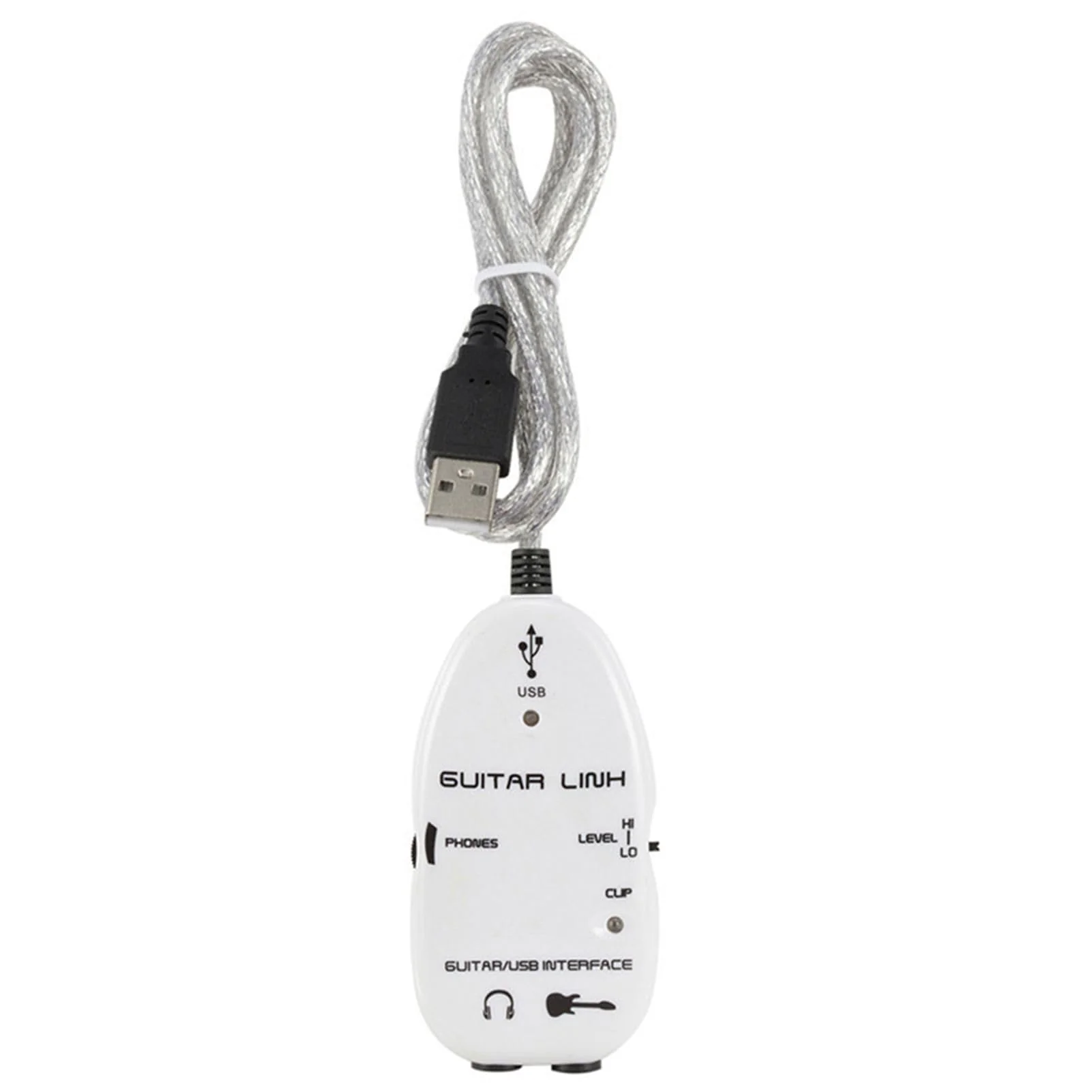 Walfront Guitar Link Cable Adapter USB Interface Recorder for PC Computer, with Stereo Headphone Output, USB Powered for Monitoring with Active Monitor Speakers (White) White - Image 7