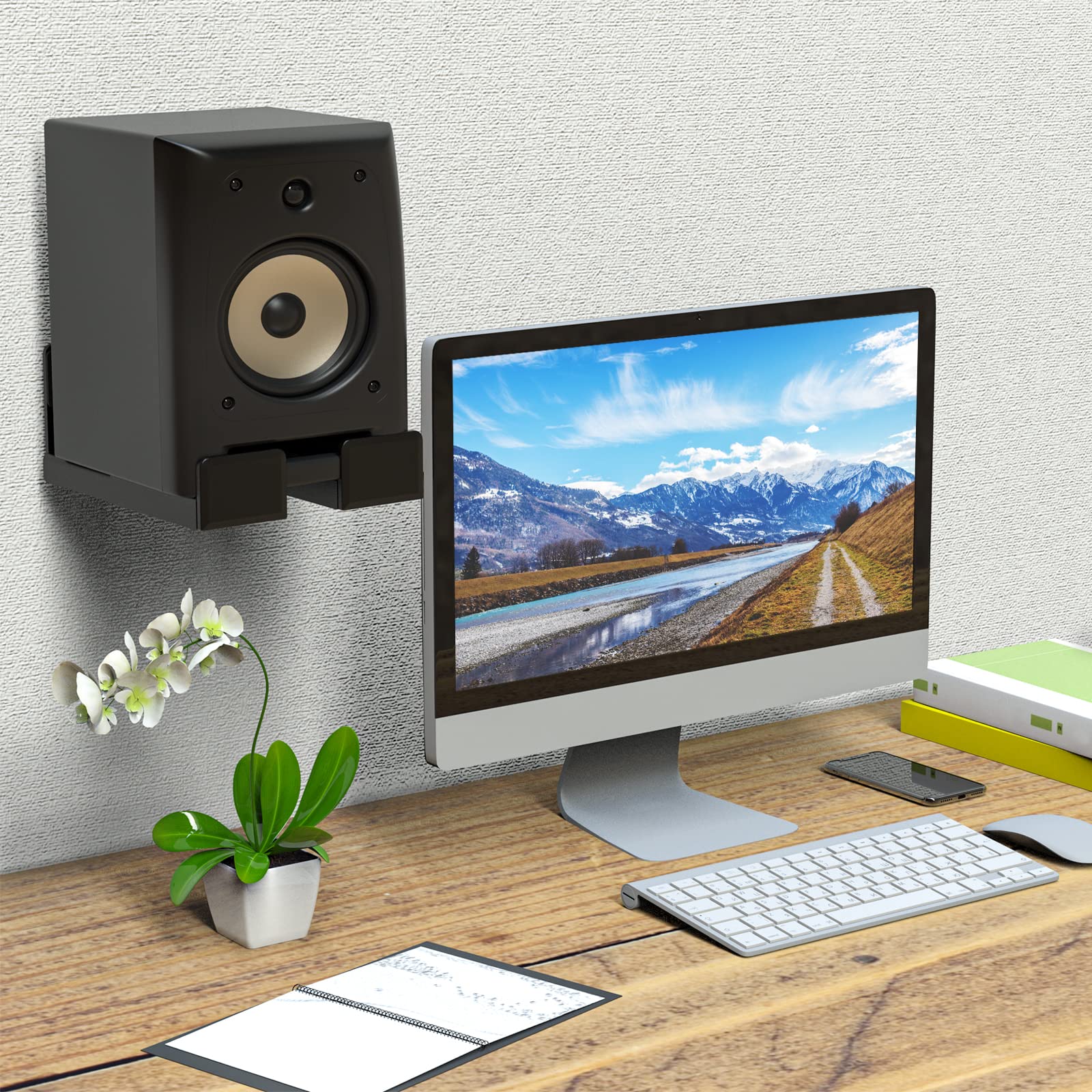 WALI Universal Soundbar Wall Mount, Center Channel Speaker Wall Mount Dual Bracket Hold up to 33 lbs, Arms Extend Adjustment from 3.5 to 6.1 inch (SLK202), Black - Image 8