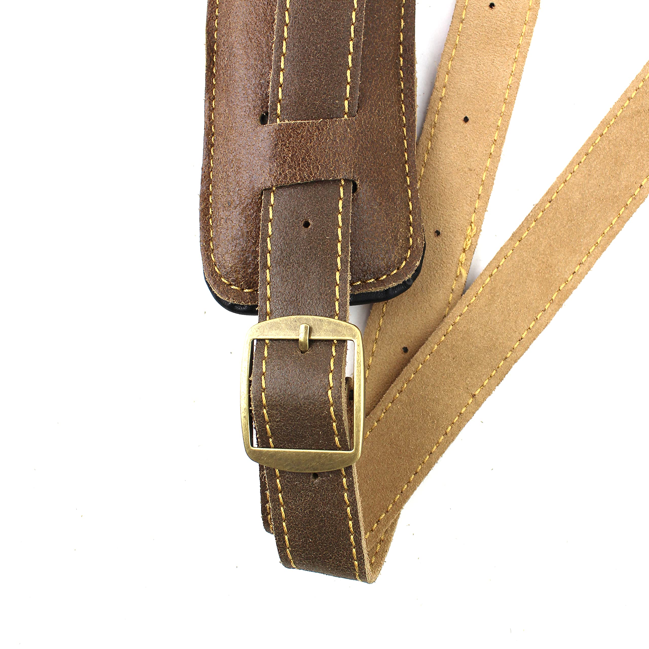 Walker And Williams C-19-DBRN Distressed Brown Finish Premium Soft Grain Leather Vintage Slash Guitar Strap Extra Long For Acoustic, Electric, And Bass Guitars - Image 3