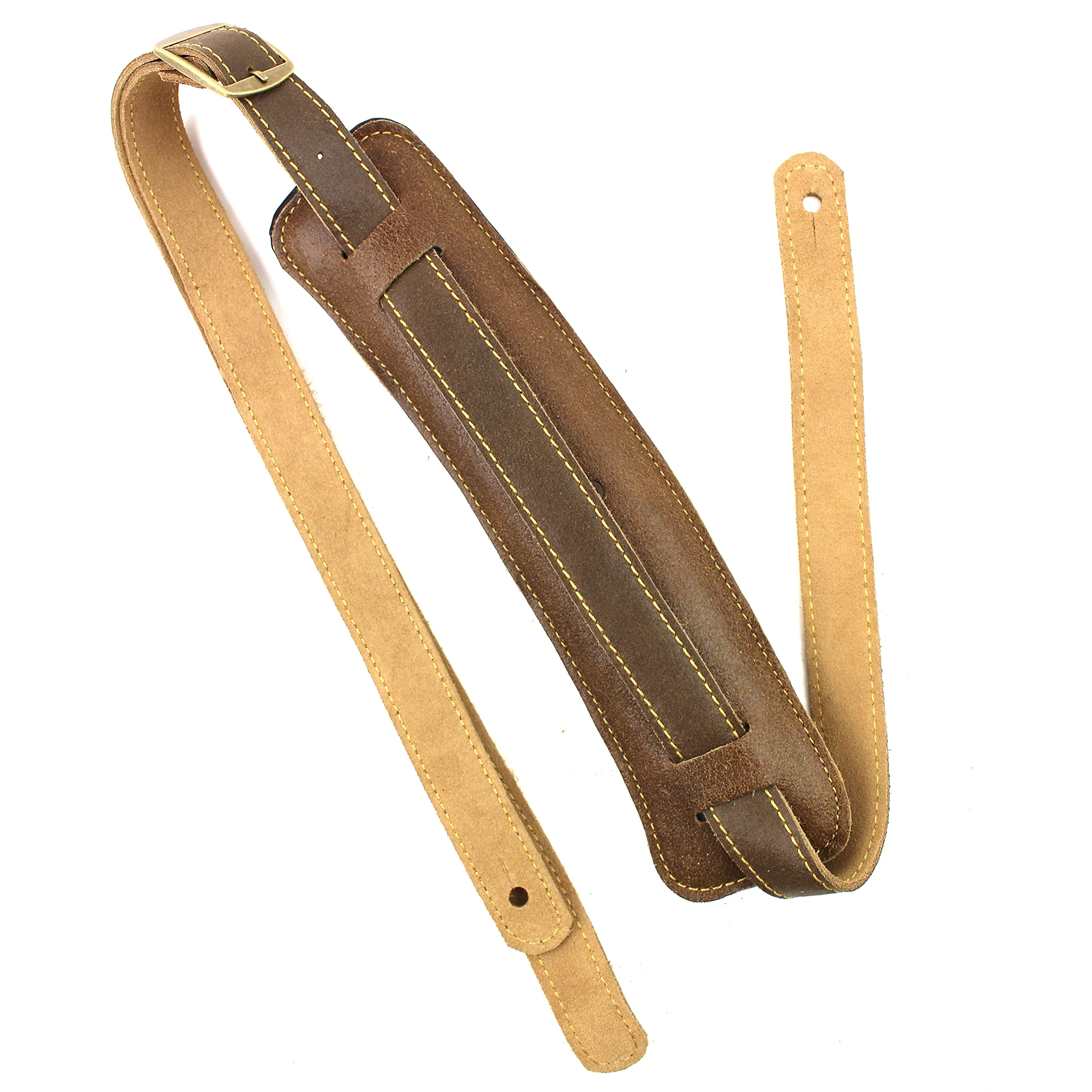 Walker And Williams C-19-DBRN Distressed Brown Finish Premium Soft Grain Leather Vintage Slash Guitar Strap Extra Long For Acoustic, Electric, And Bass Guitars - Image 5