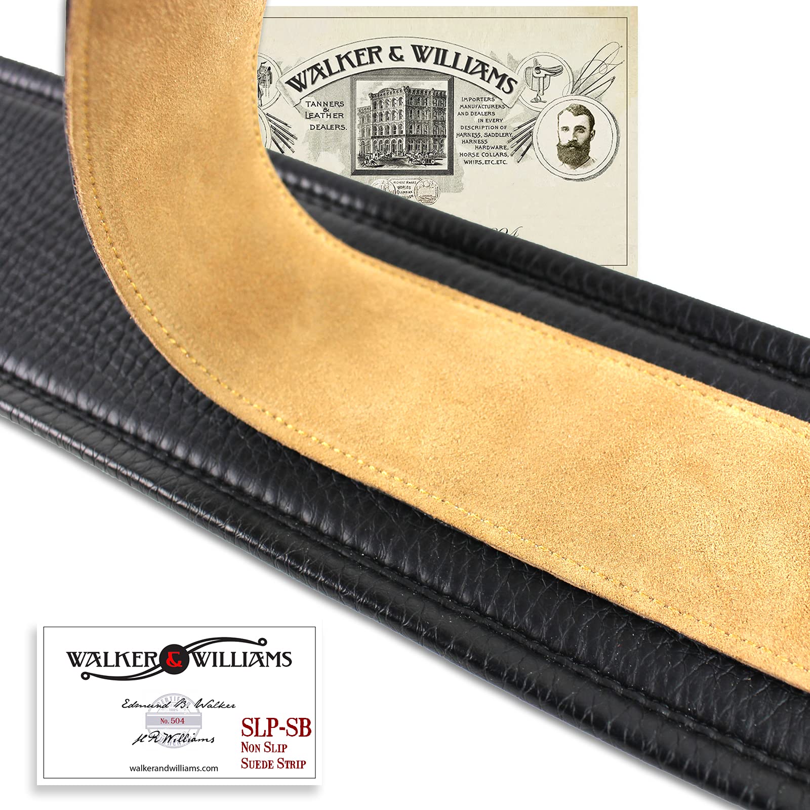Walker And Williams SLP-SB Anti Slip Multi Use Premium Soft Suede Padded Strap Liner Works Great With Most Padded Straps For Acoustic, Electric, And Bass Guitars - Image 6