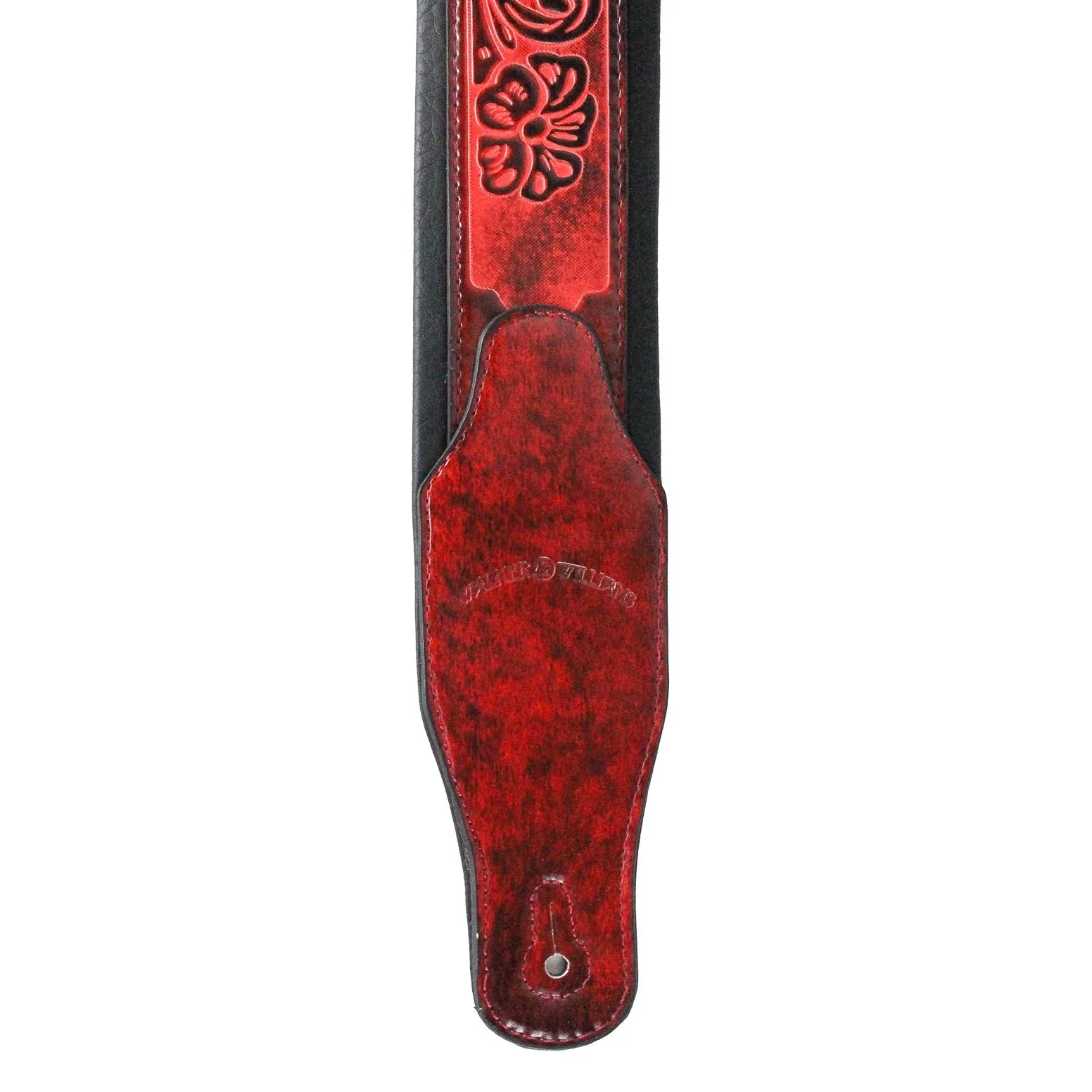 Walker & Williams GB-122 Black Cherry Padded Guitar Strap with Texas Star and Skull Design For Acoustic, Electric, And Bass Guitars - Image 4