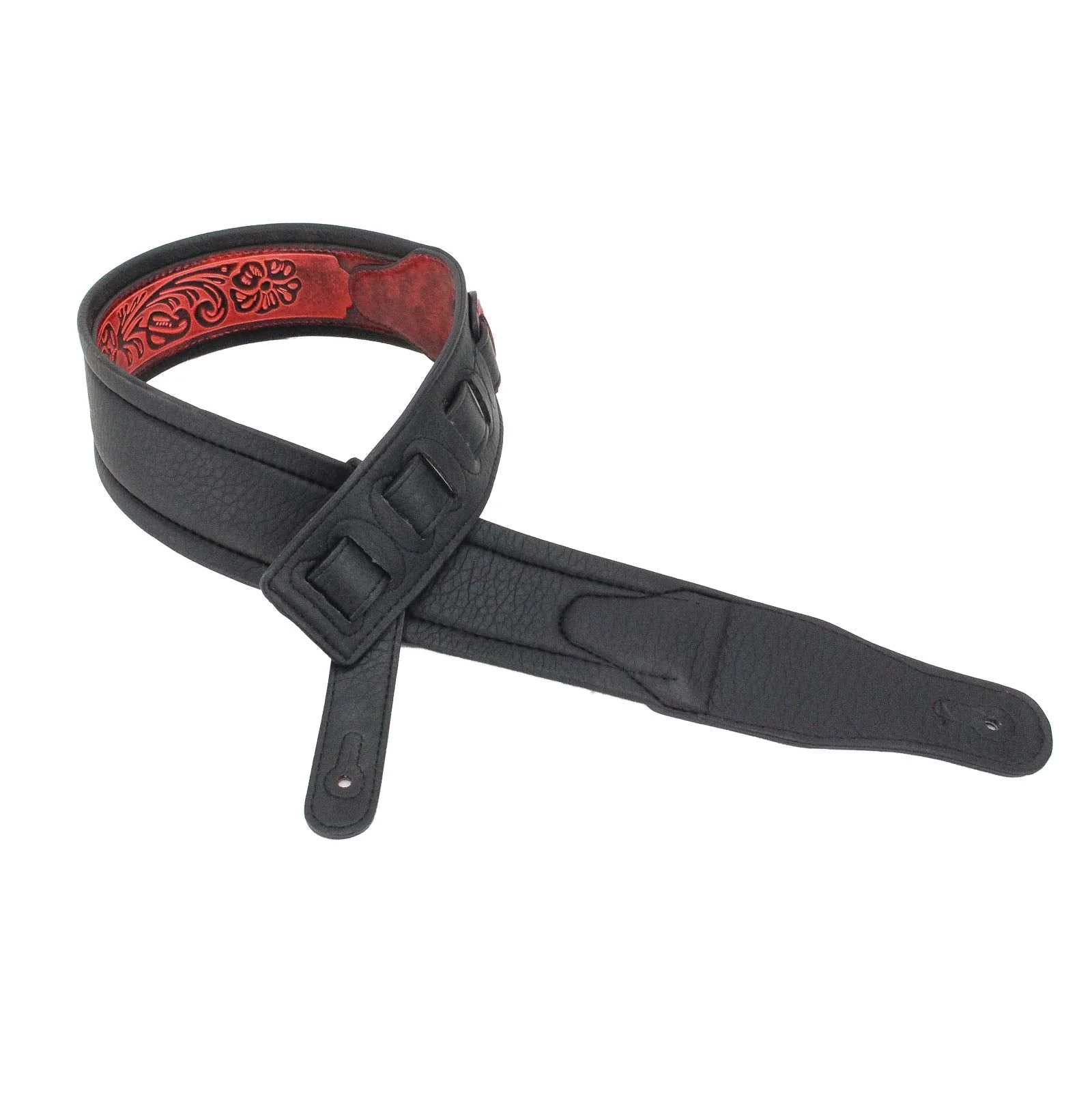 Walker & Williams GB-122 Black Cherry Padded Guitar Strap with Texas Star and Skull Design For Acoustic, Electric, And Bass Guitars - Image 5