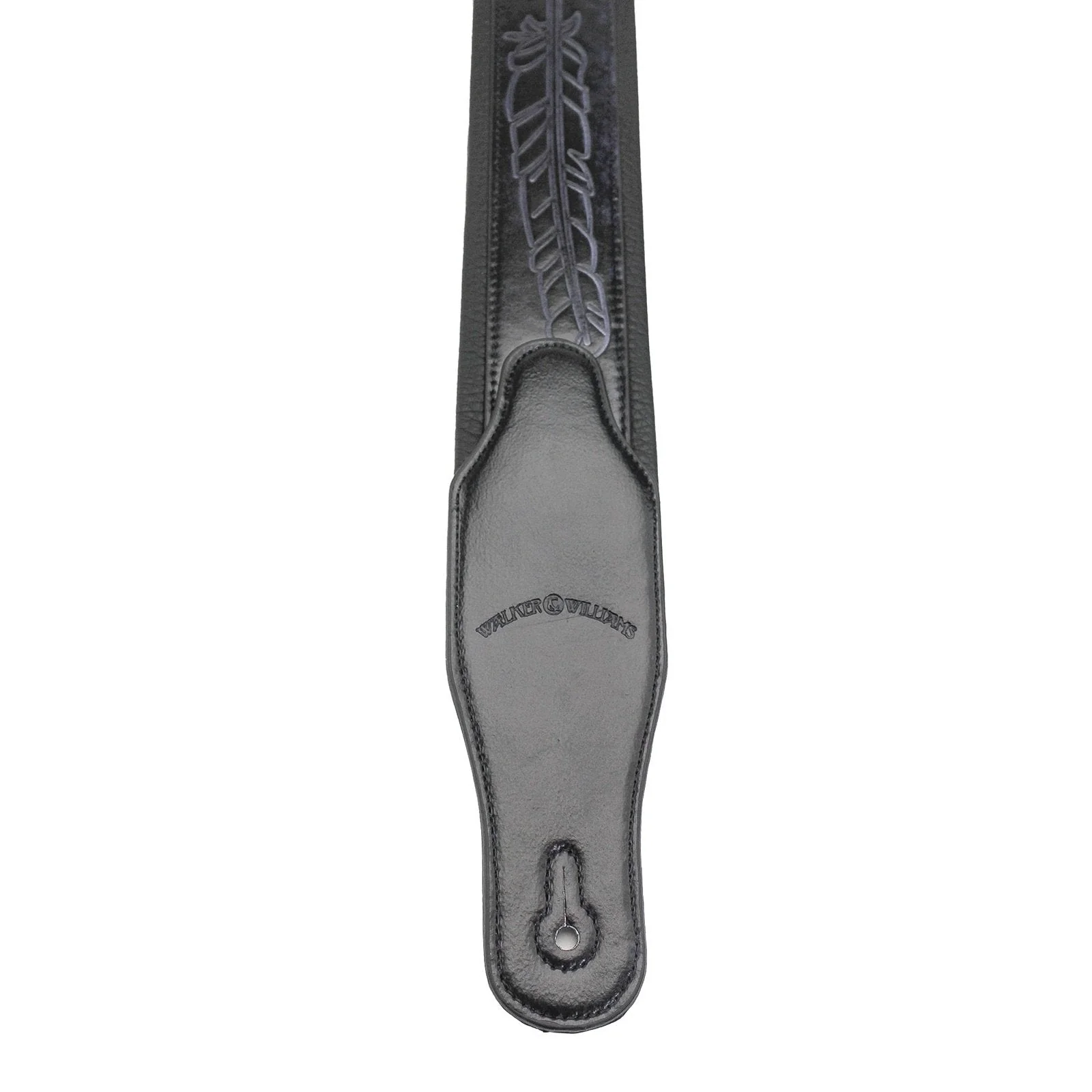 Walker & Williams GB-136 Handmade Brushed Black Padded Guitar Strap With Native American Feather Design For Acoustic, Electric, And Bass Guitars - Image 6