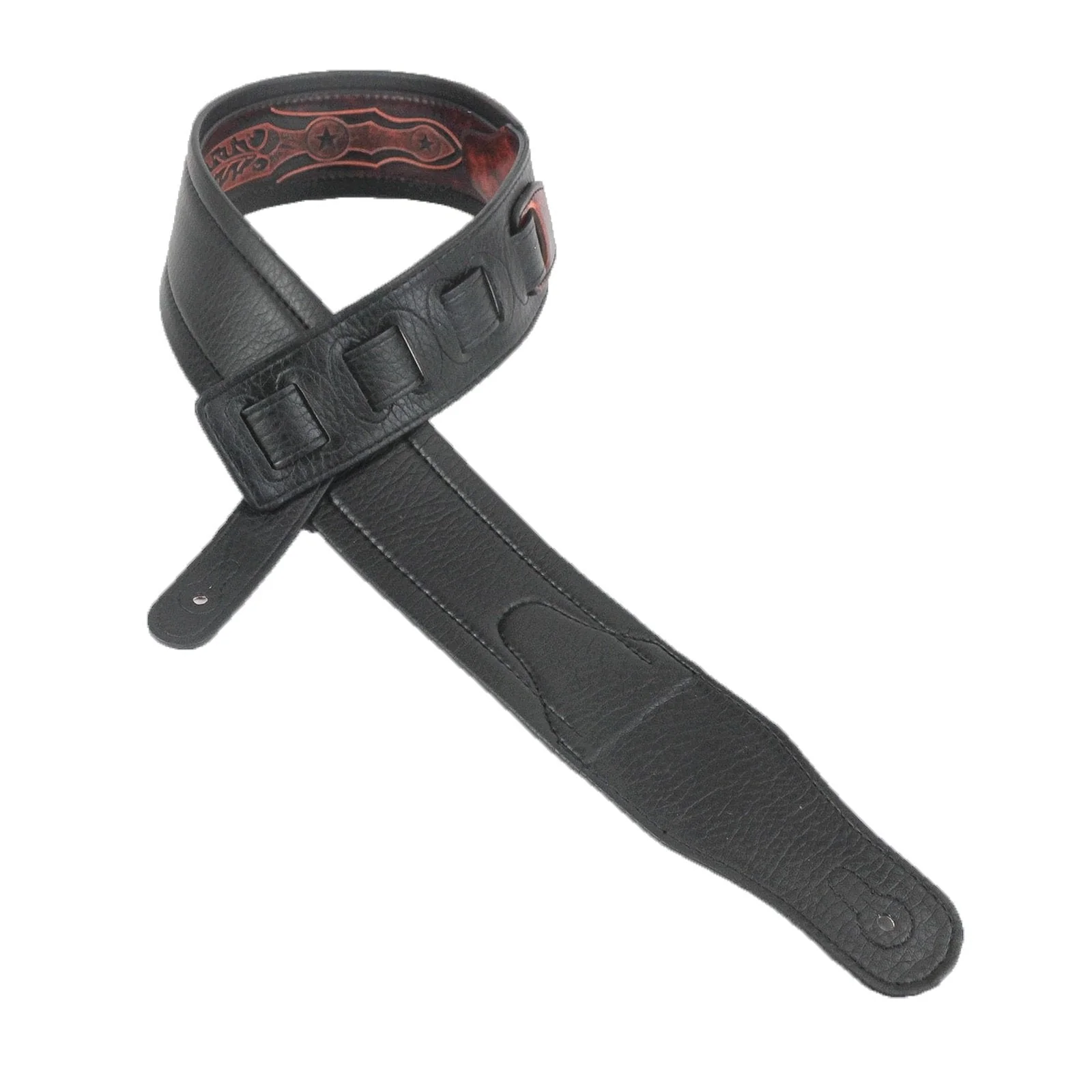 Walker & Williams GB-162 Bourbon Brown Padded Guitar Strap with Oak Leaves & Texas Star - Image 7