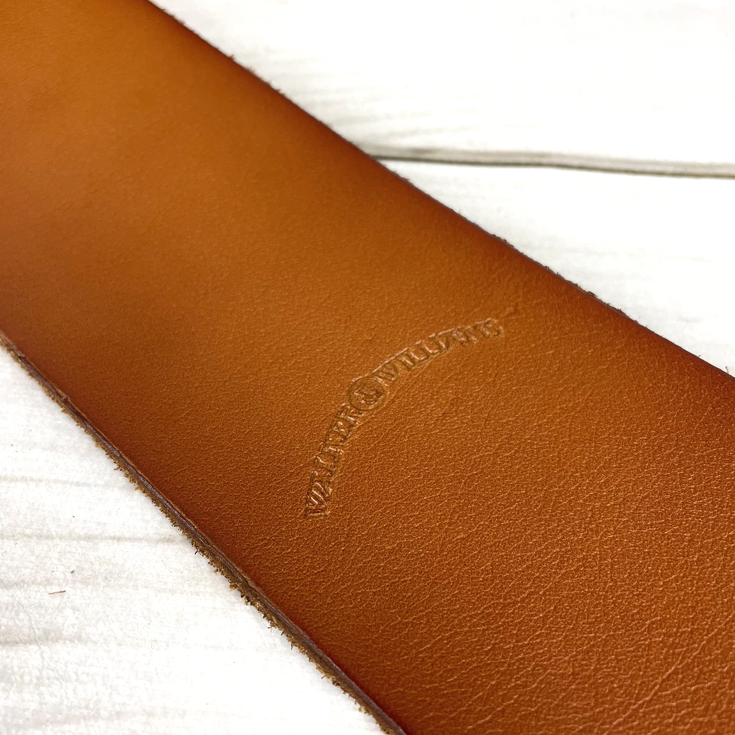 Walker & Williams SL-316 Premium Extra Wide 3" Saddle Tan Full Grain Leather Natural Finish Guitar Strap For Acoustic, Electric, And Bass Guitars - Image 8